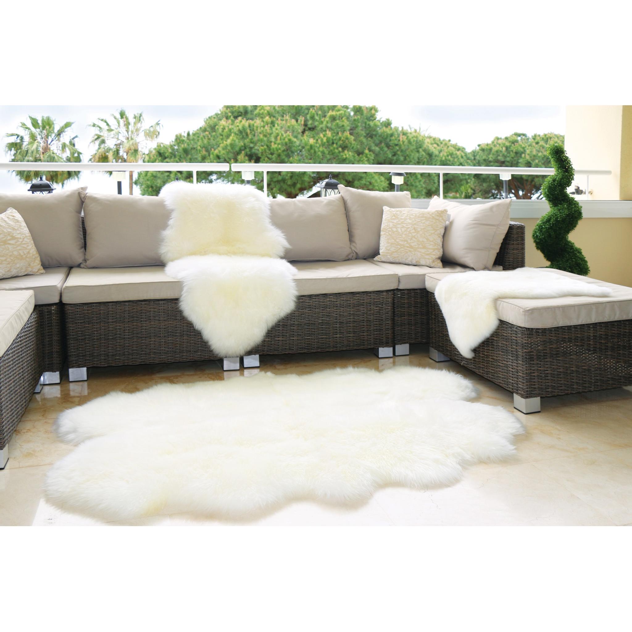 Genuine Sheepskin Animal Fur Soft Wool Shaggy Natural Cream Rug Quad 105x160 cm (3'5"x5'3")