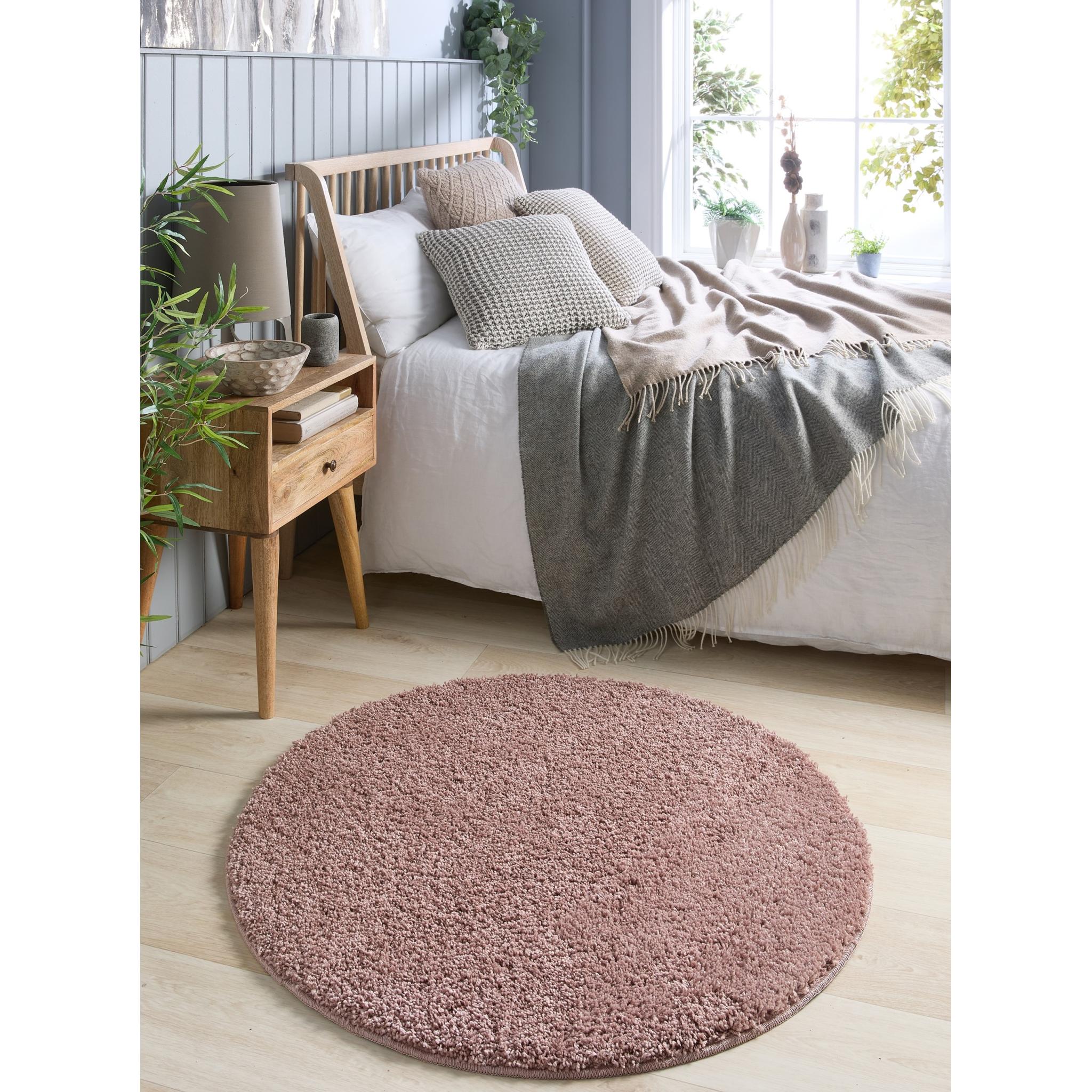 My Washable Shaggy Non-Slip Rug in Nude Pink Round 100x100 cm (3'4"x3'4")