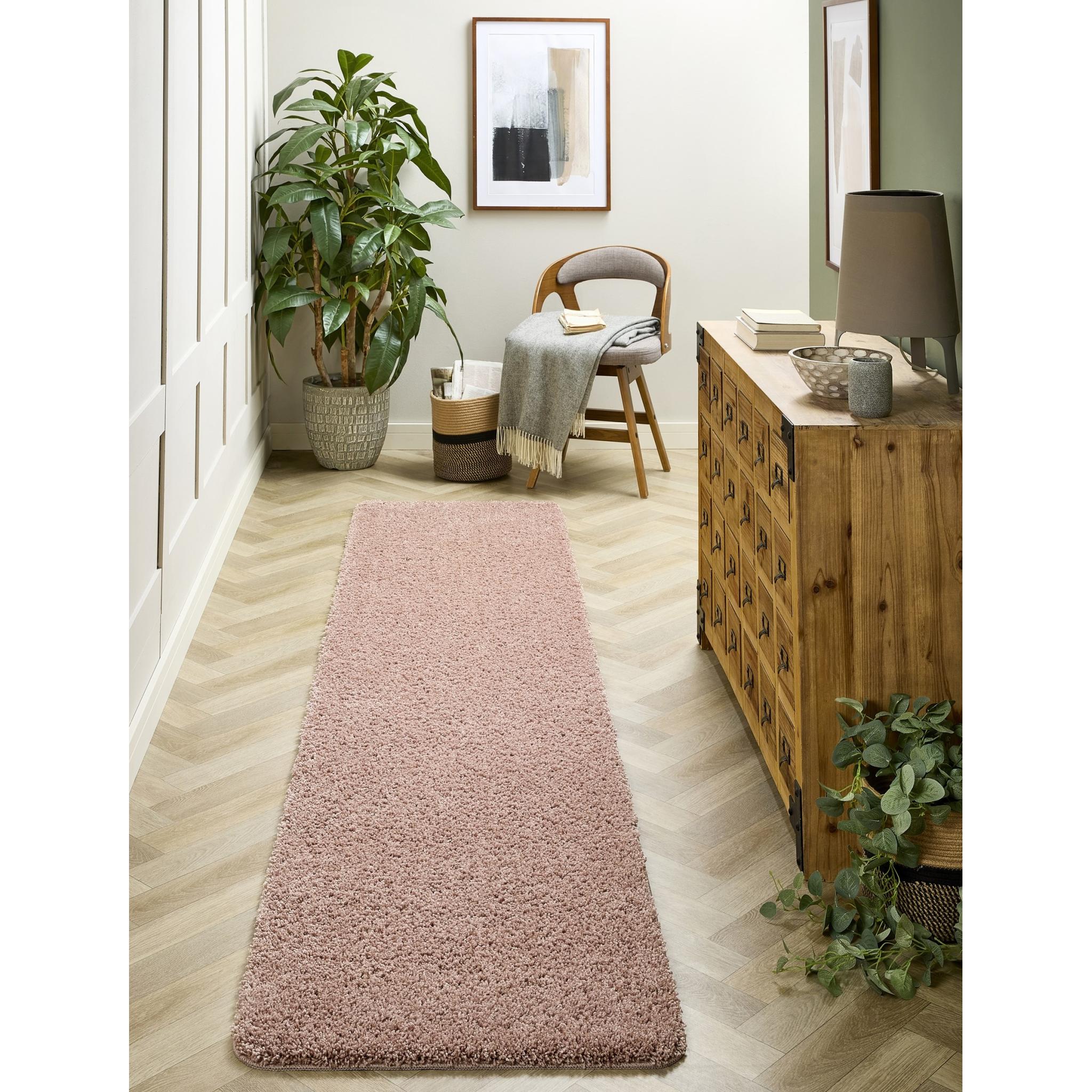 My Washable Shaggy Non-Slip Rug in Nude Pink Runner 67x200 cm (2'2"x6'7")
