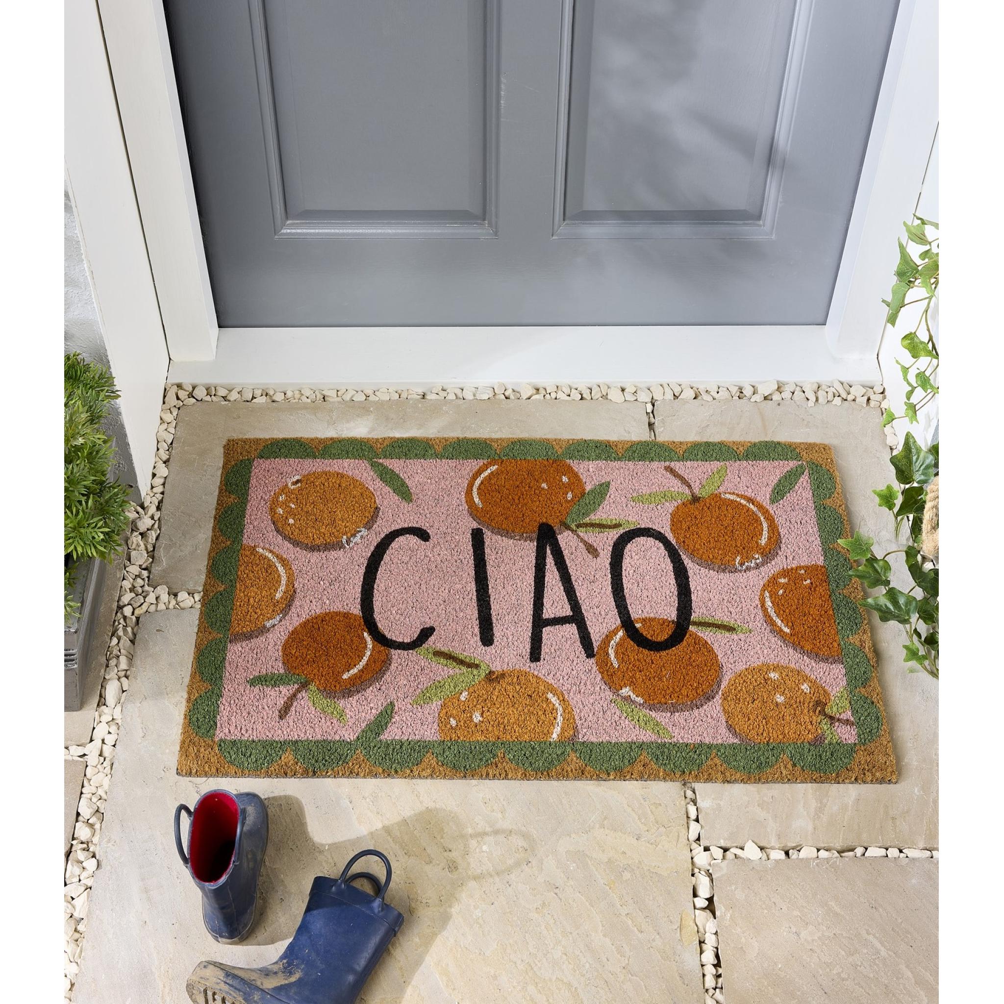 My Mat Printed Coir Doormat Ciao Orange 45X75 cm