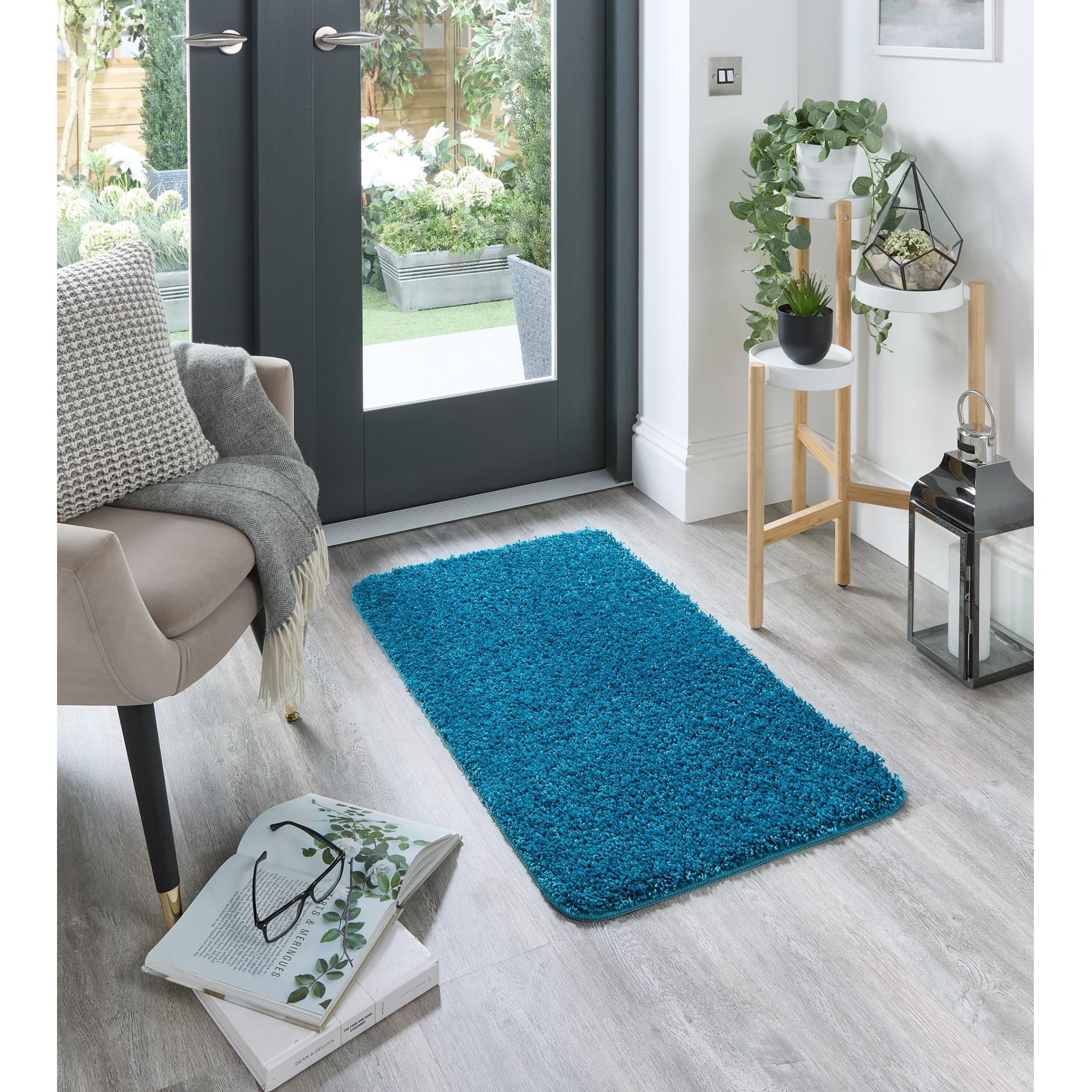 My Washable Shaggy Non-Slip Rug in Teal Blue X-Small 60x100 cm (2'x4')