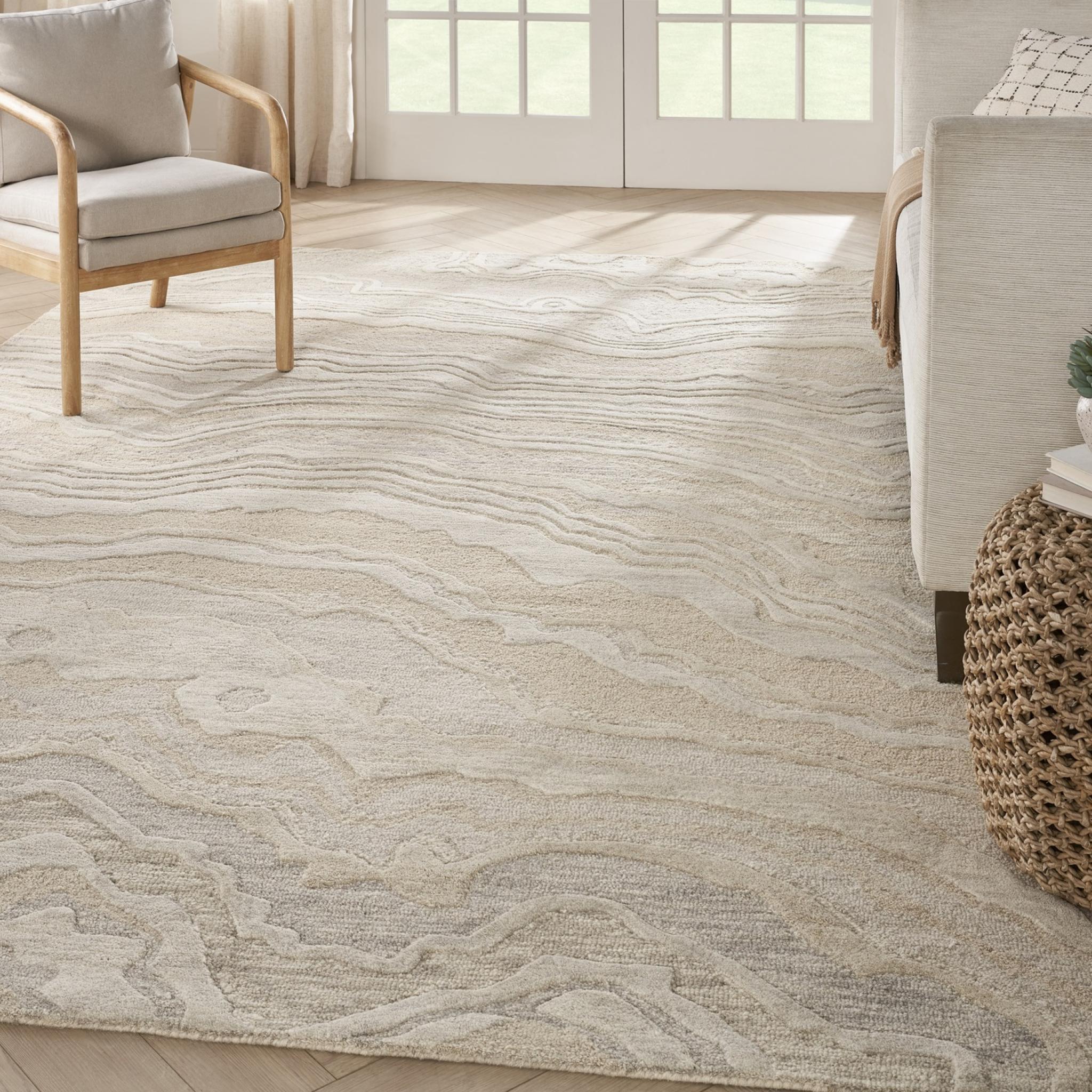 Graceful GRU01 Beige Modern Abstract Wool Rug & Hallway Runner by Nourison XX-Large 259x351 cm (8'6"x11'6")