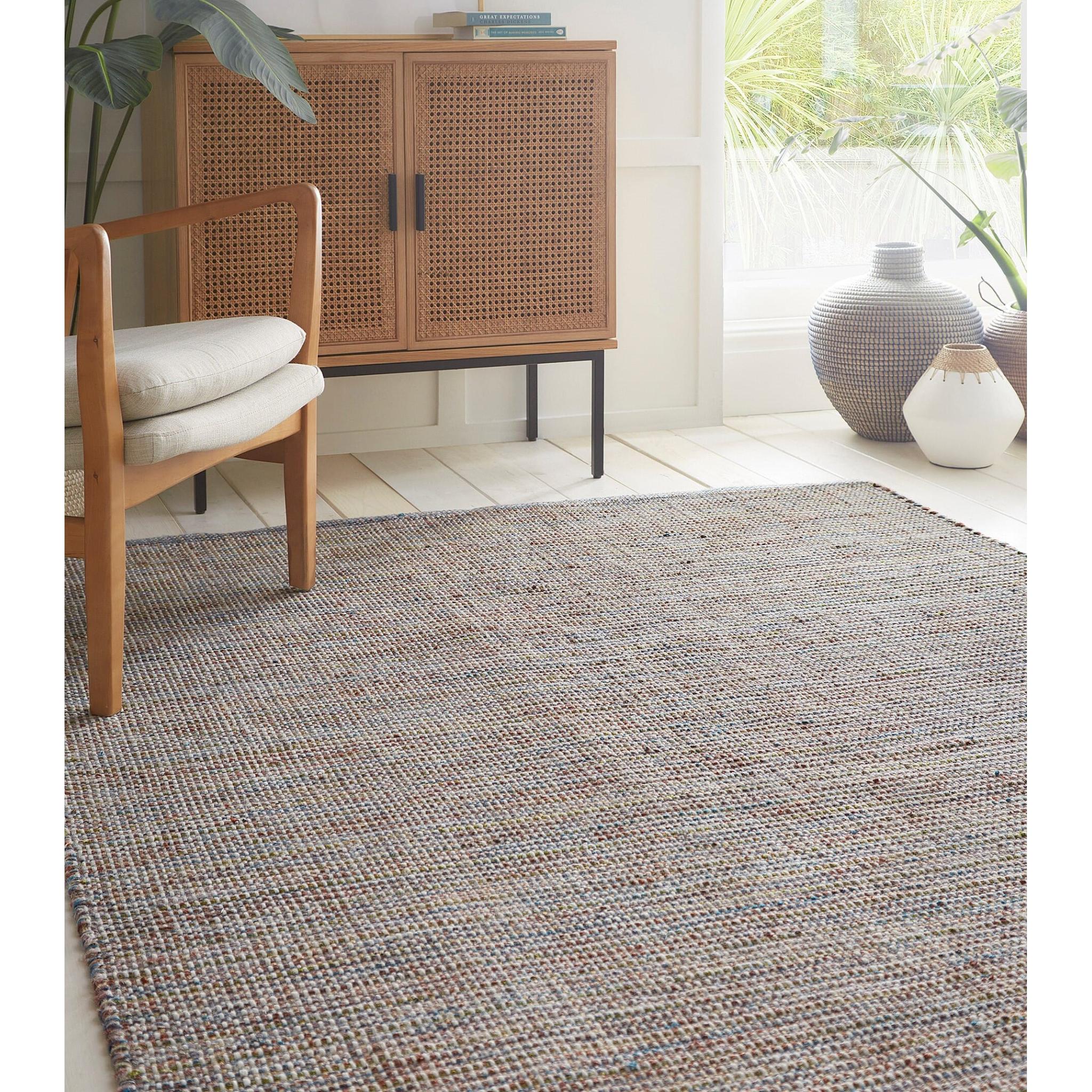 Gabrielle Basketweave Wool Hand Woven Rug by Clarke & Clarke in Kingfisher Multi Medium 120x170 cm (4'x5'6")