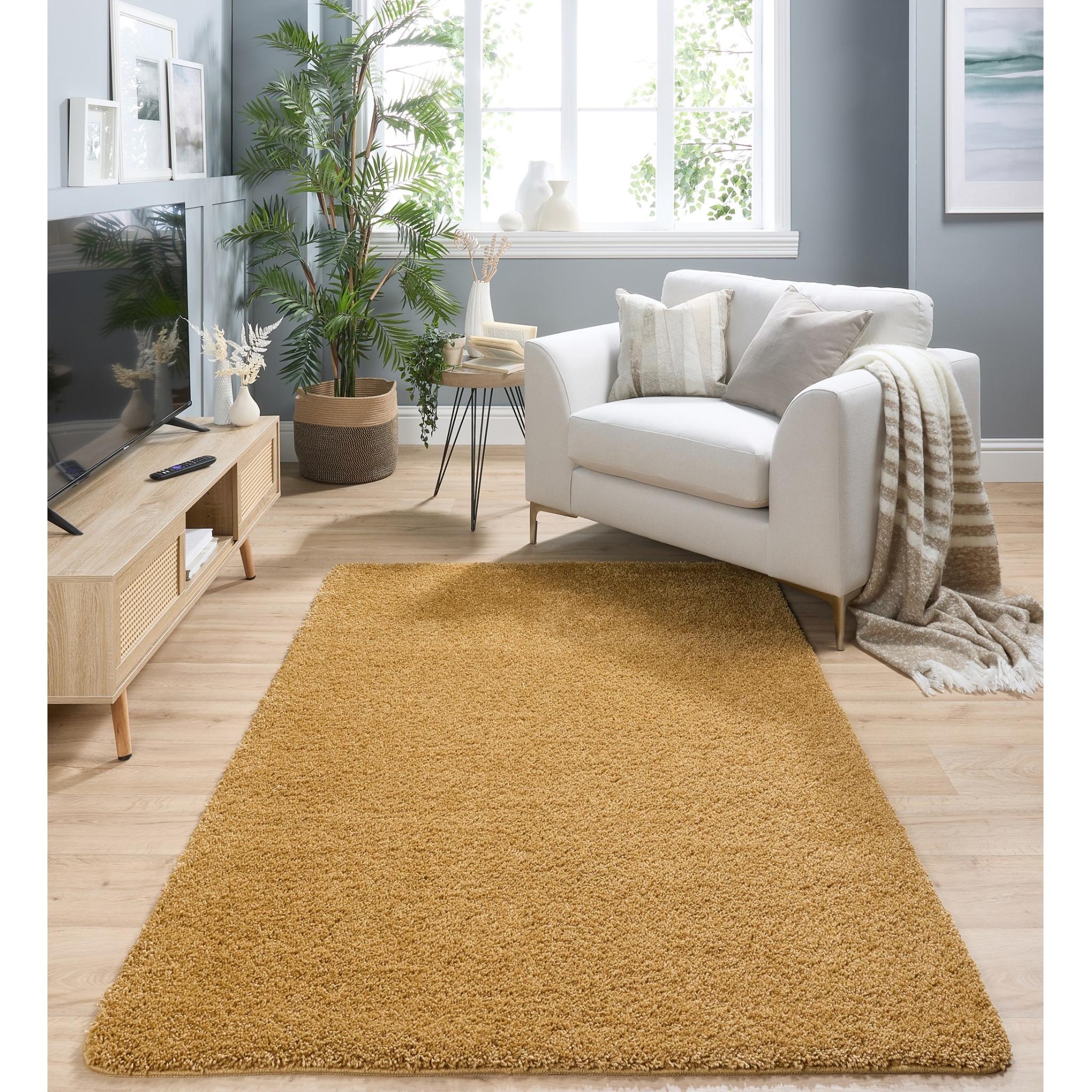 My Washable Shaggy Non-Slip Rug in Ochre Yellow Small 80x120 cm (2'6"x4')