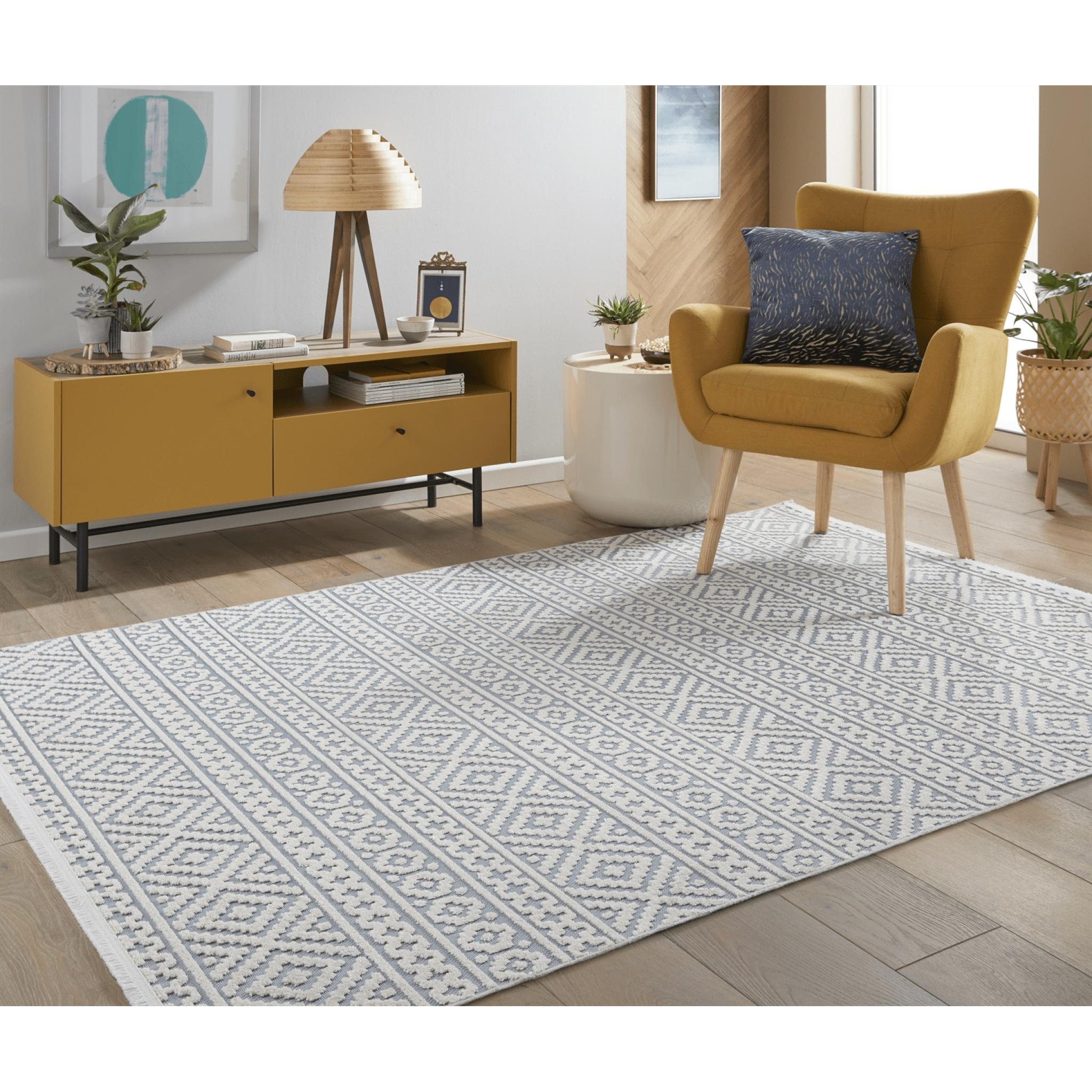 Jazz Indoor Outdoor Rug Garden Bedroom Living Room Patio Boho Flatweave Rug by Concept Looms JAZ02 Blue Large 160x220 cm (5'3"x7'6")