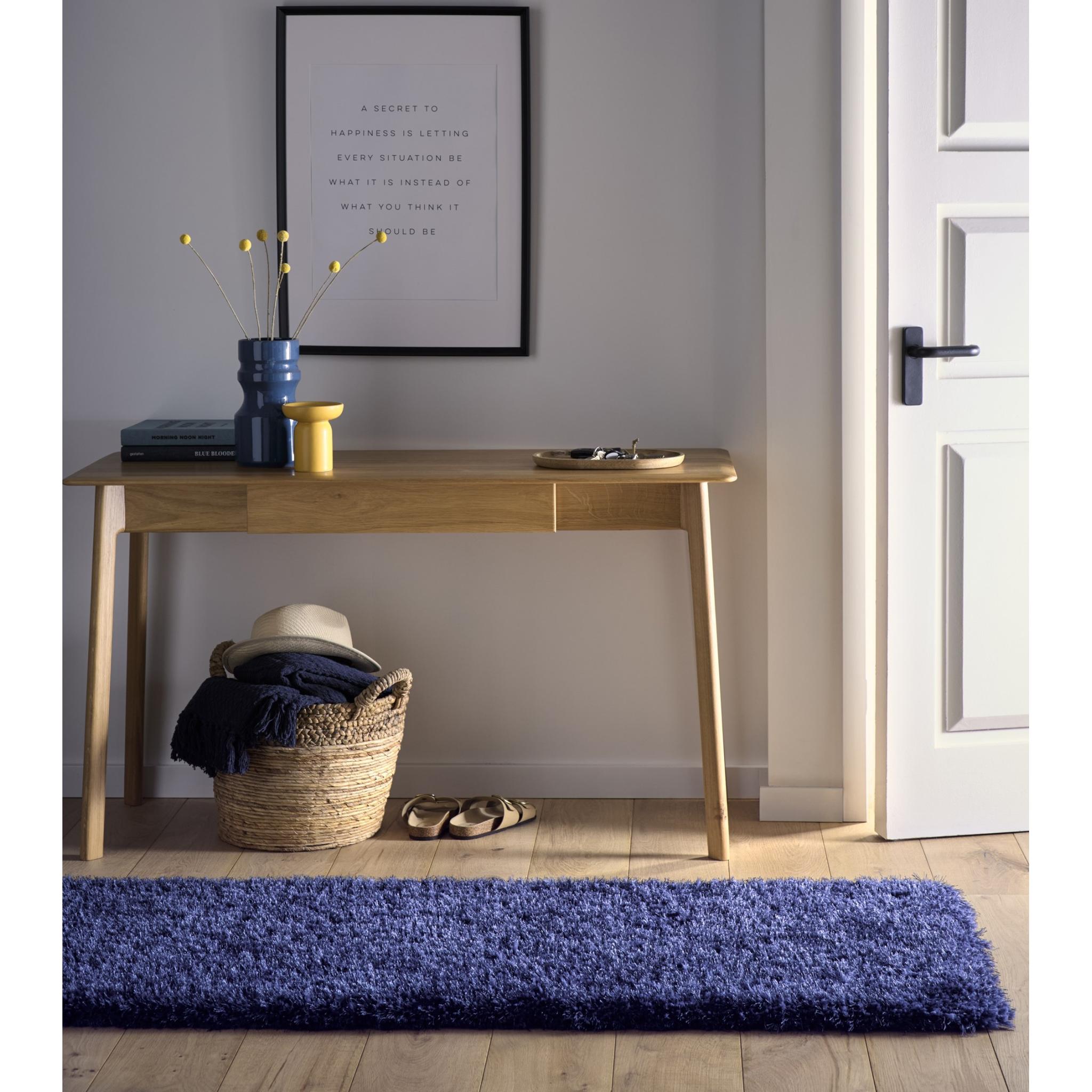 Chicago Shaggy Modern Plain Rug Hallway Runner in Indigo Blue Runner 67x200 cm (2'2"x6'7")