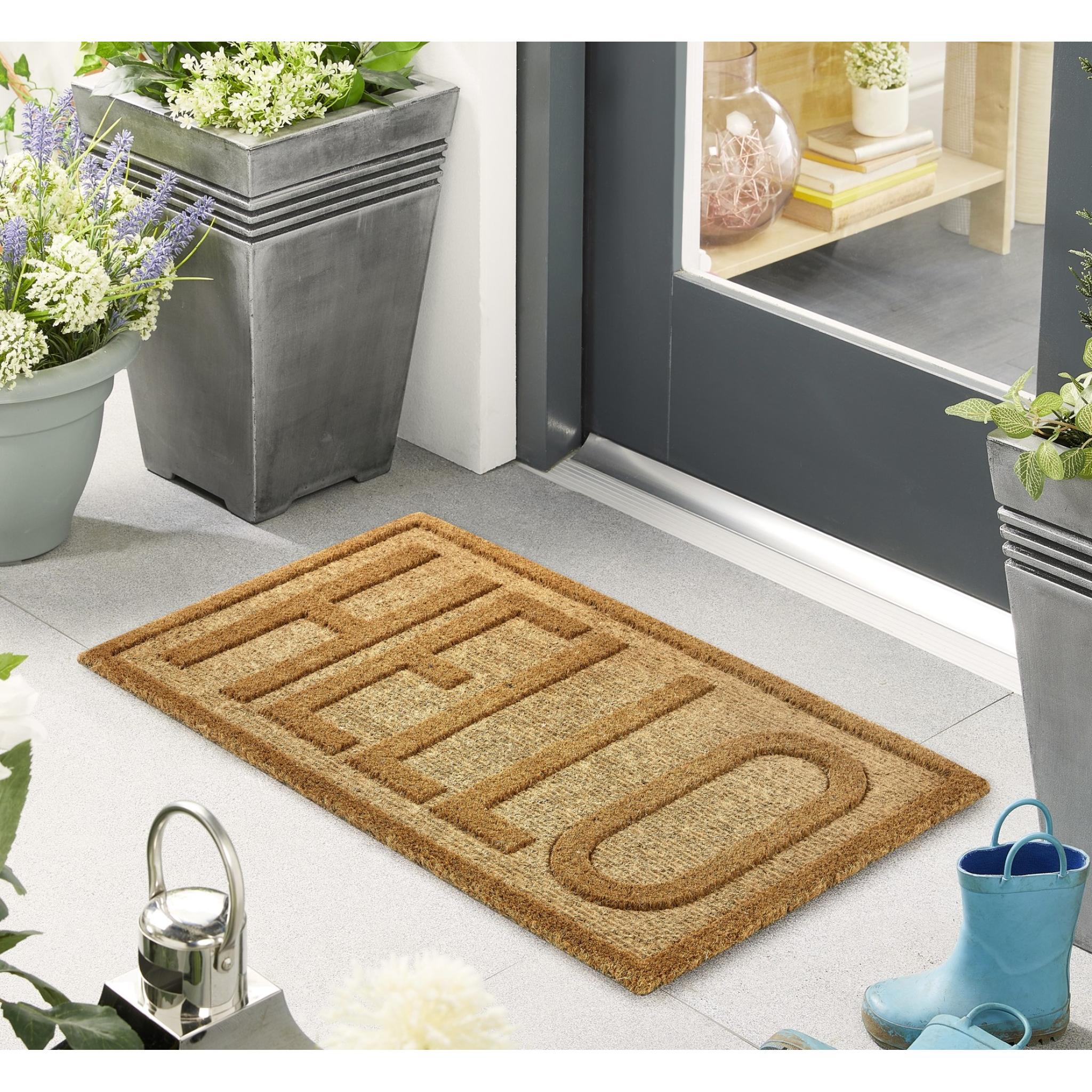 My Mat Embossed Coir Hello Doormat in 45X75