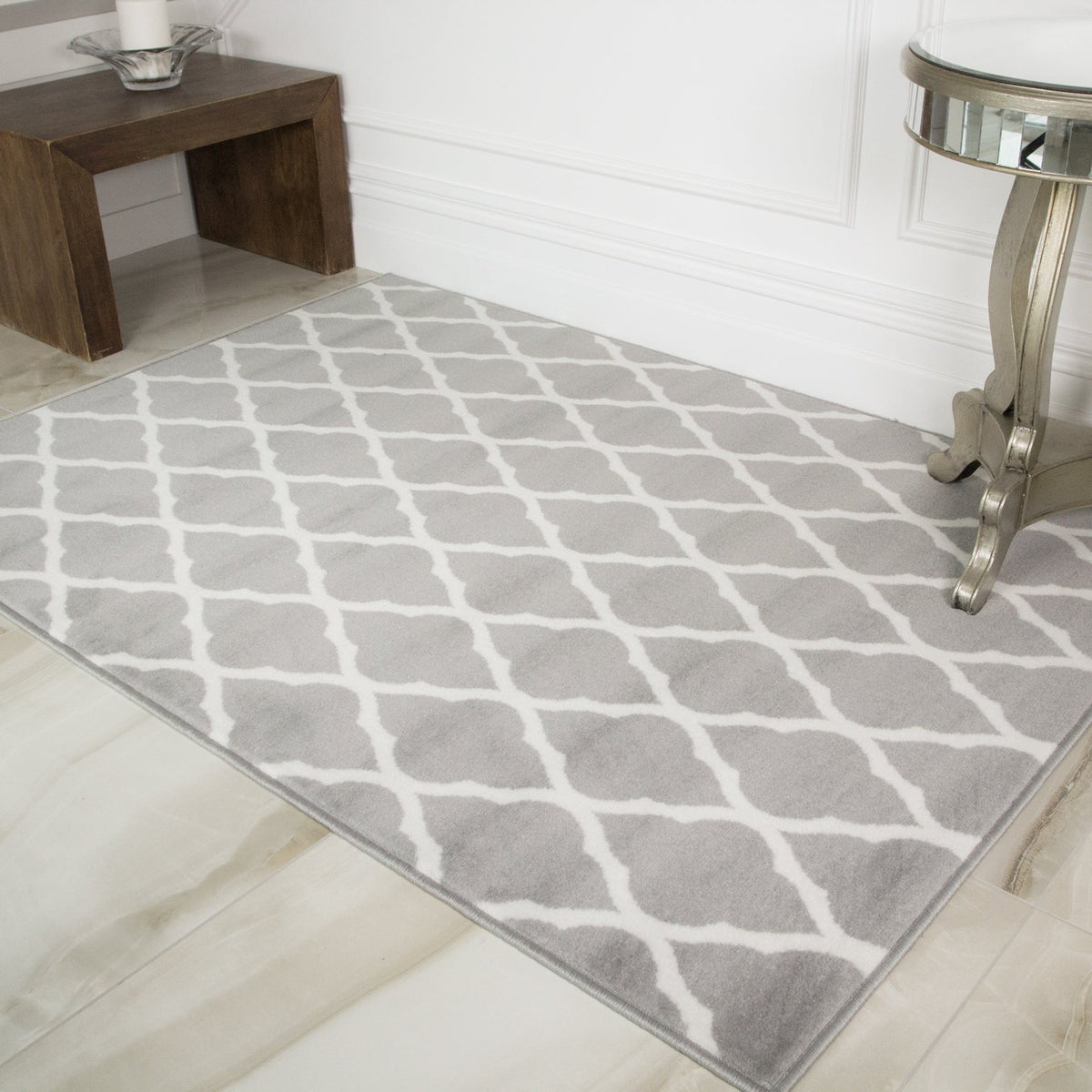 Toulouse Grey Modern Moroccan Trellis Rug