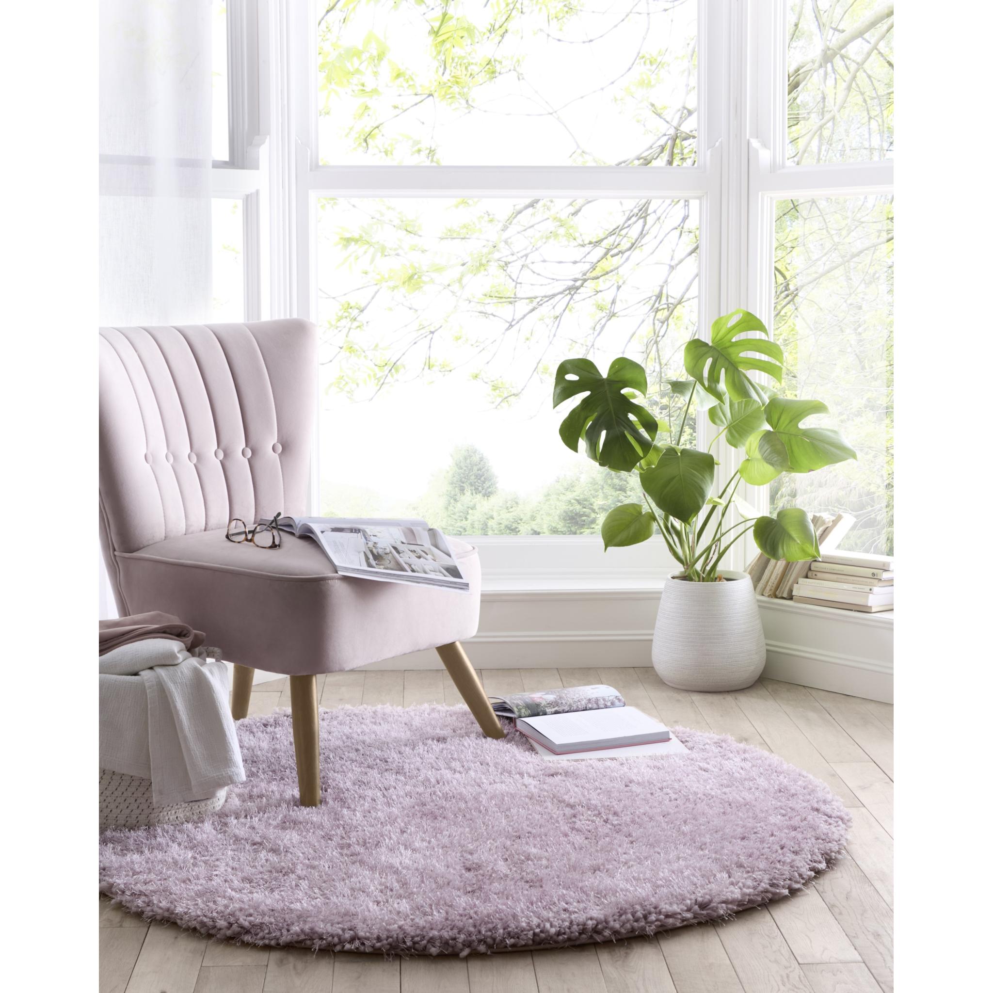 Chicago Shaggy Modern Plain Rug Hallway Runner Circle in Soft Lilac Circle 133x133 cm (4'5"x4'5")