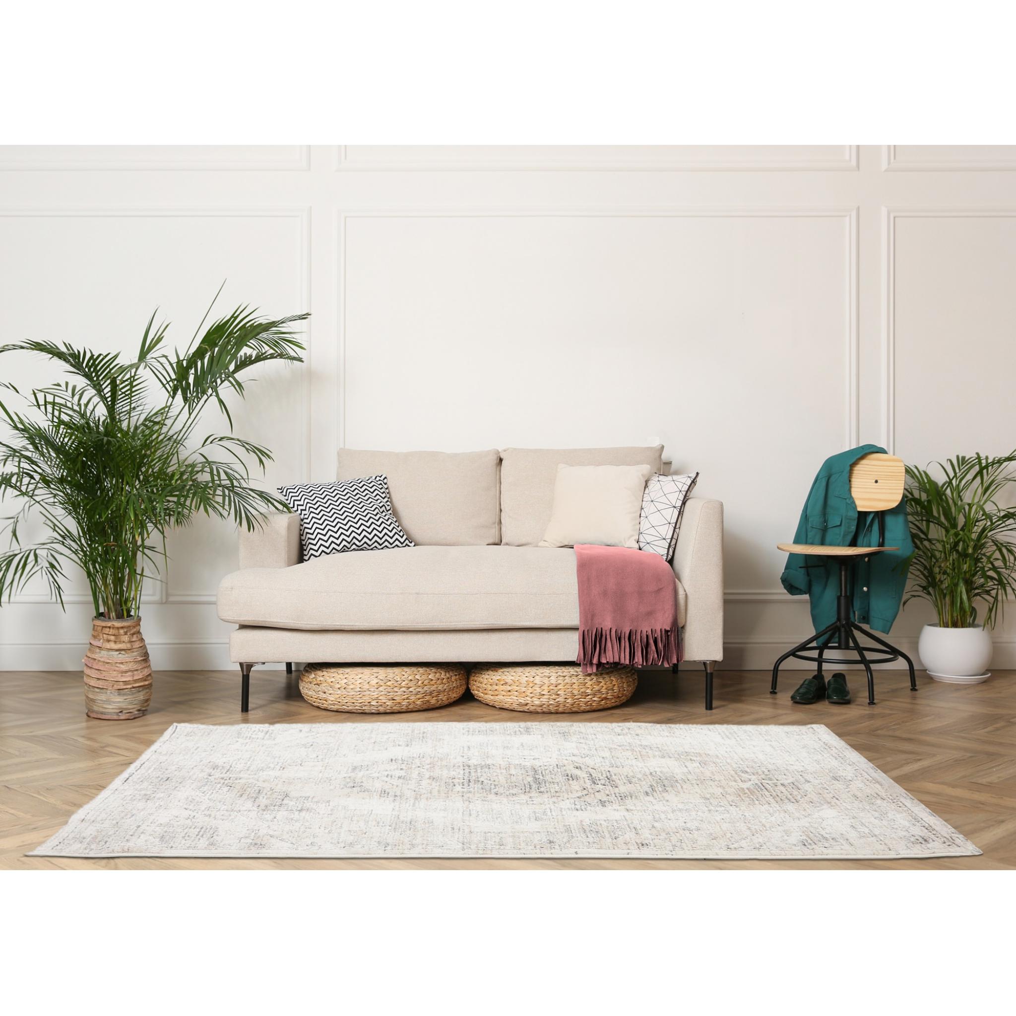 Nova Loki Cream Modern Traditional Rug Large 160x230 cm (5'3"x7'7")