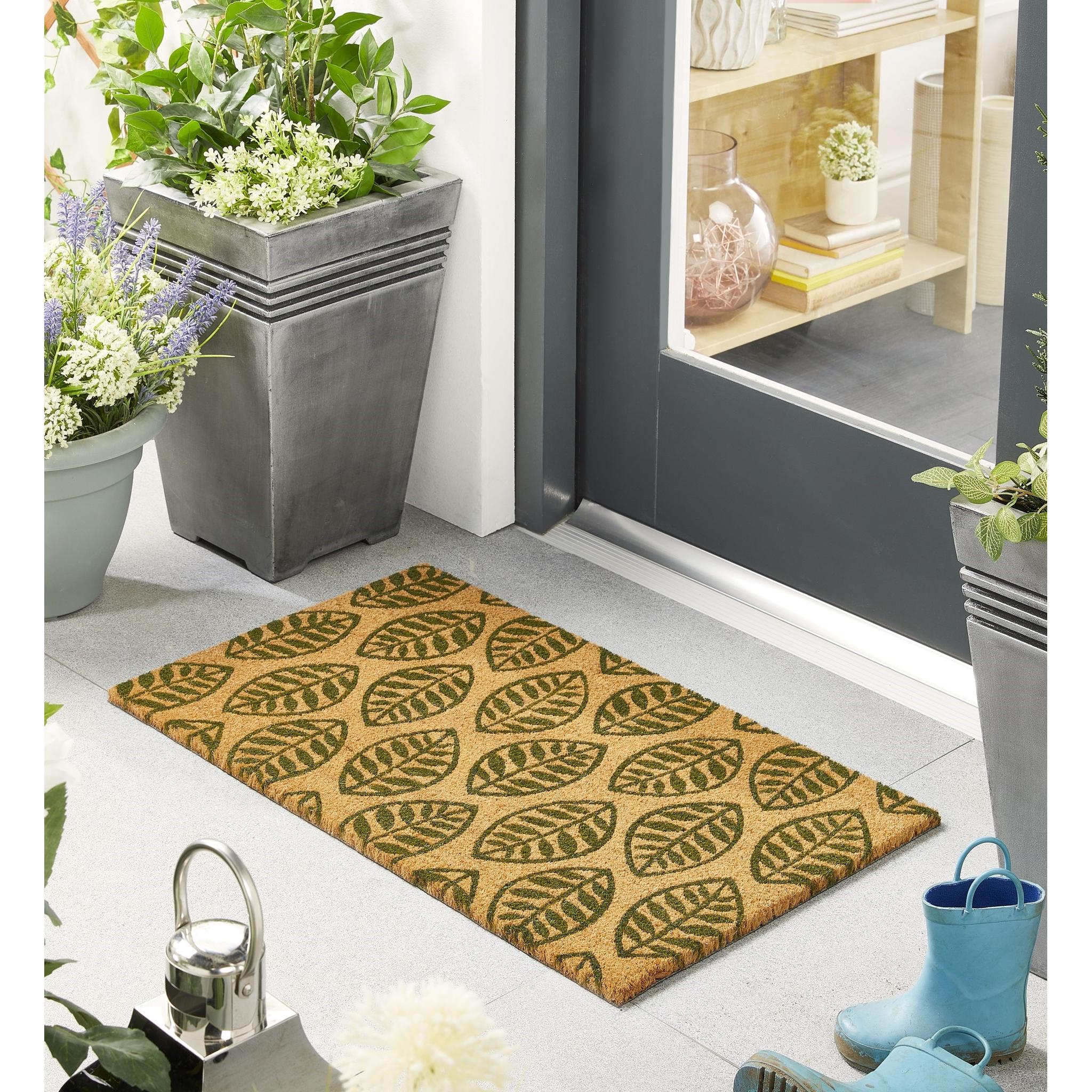 My Mat Printed Coir Green Leaves Doormat in 45x75