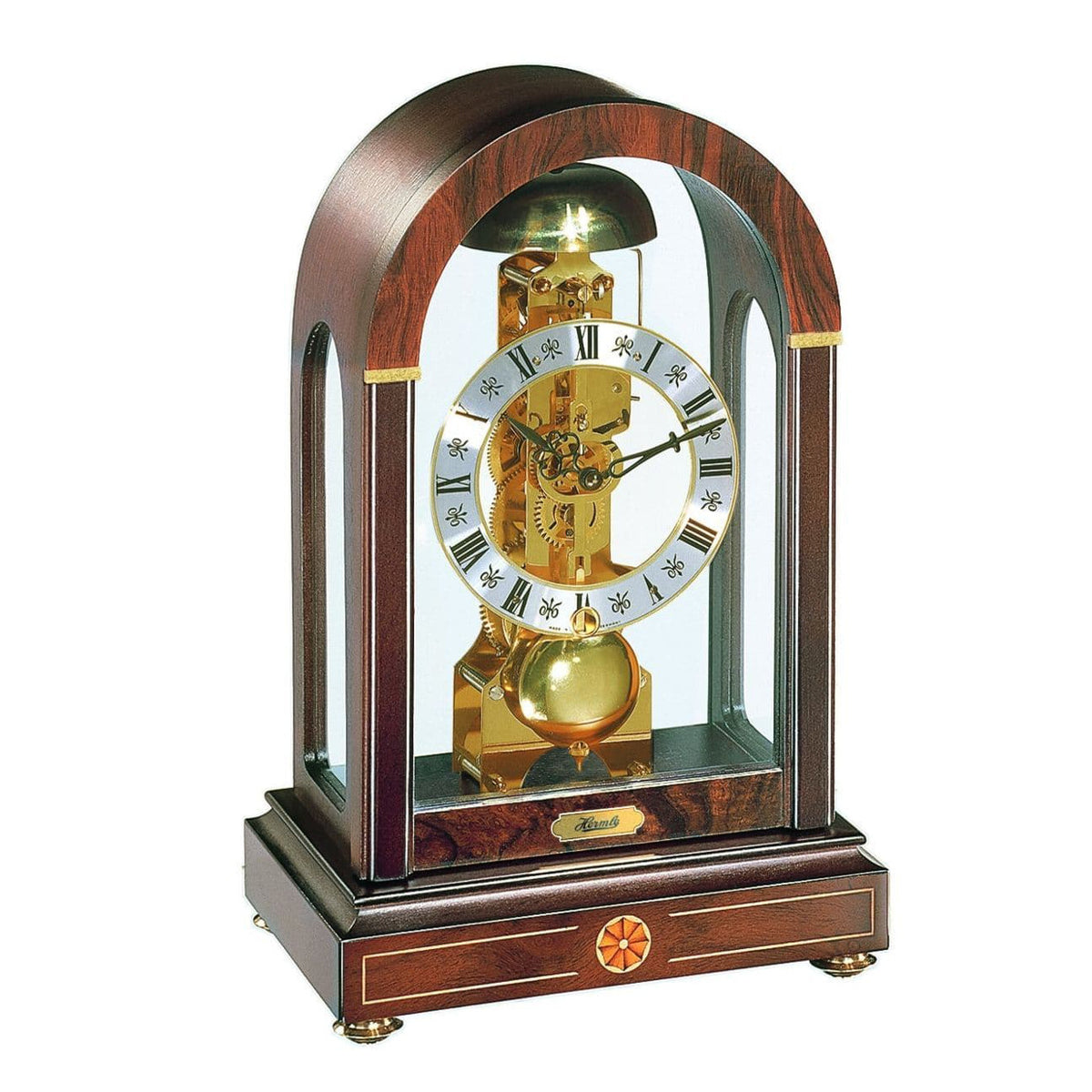 Hermle Stratford Mechanical Mantel Clock - Walnut - Strike on Hour