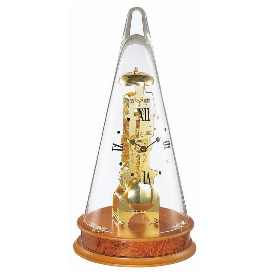 Hermle Leyton Glass Dome Mechanical Mantel Clock - Cherrywood - Strike on Hour