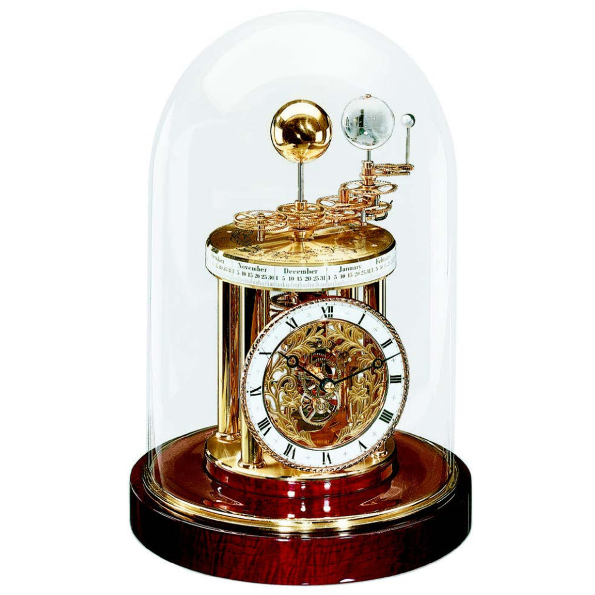 Hermle Astrolabium Quartz Mantel Clock - Mahogany