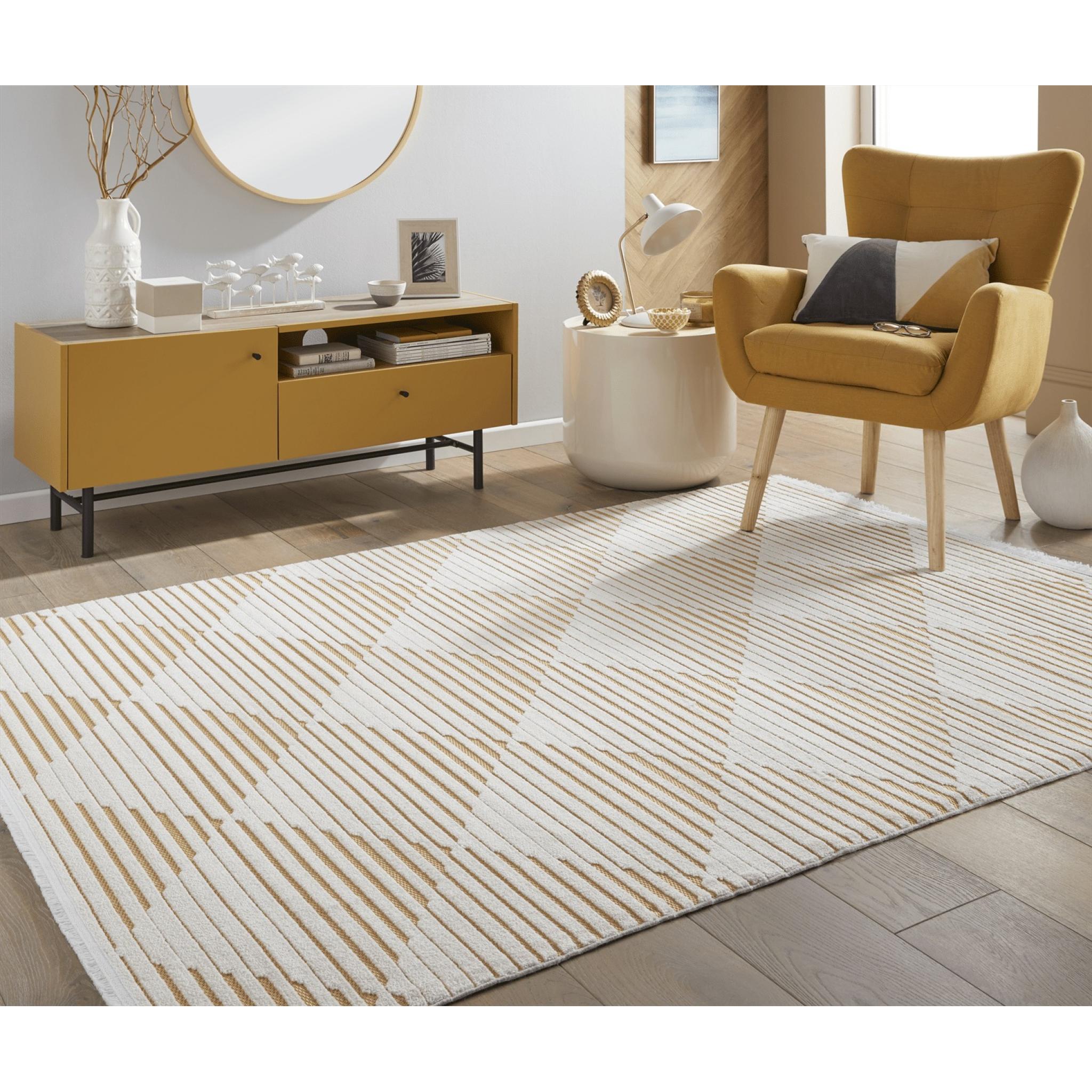 Jazz Indoor Outdoor Rug Garden Bedroom Living Room Patio Geometric Flatweave Rug by Concept Looms JAZ12 Amber Large 160x220 cm (5'3"x7'6")