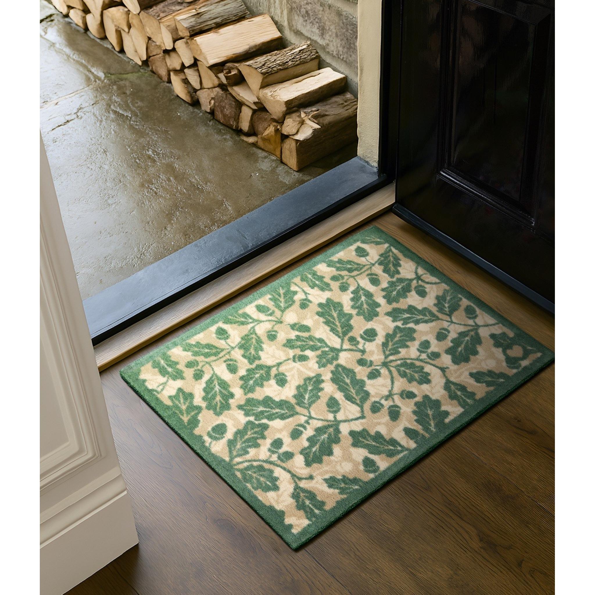 Hug Rug Royal Oak Soft Beige Green Home Entryway Doormat Washable Non-Slip Rug or Runner 65x85 cm (2'1"x2'9")