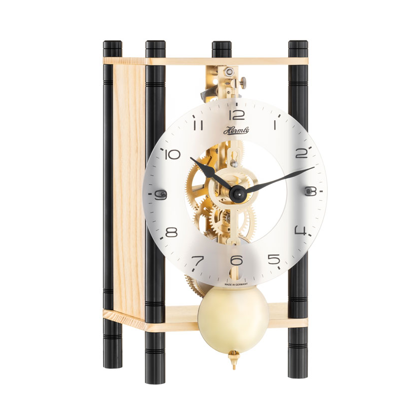 Hermle Colourful Modern Mechanical Clock in Light Wood