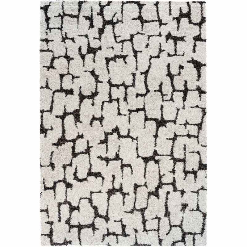 Mehari 23405 6278 Abstract Shaggy Wilton Rugs in Cream White