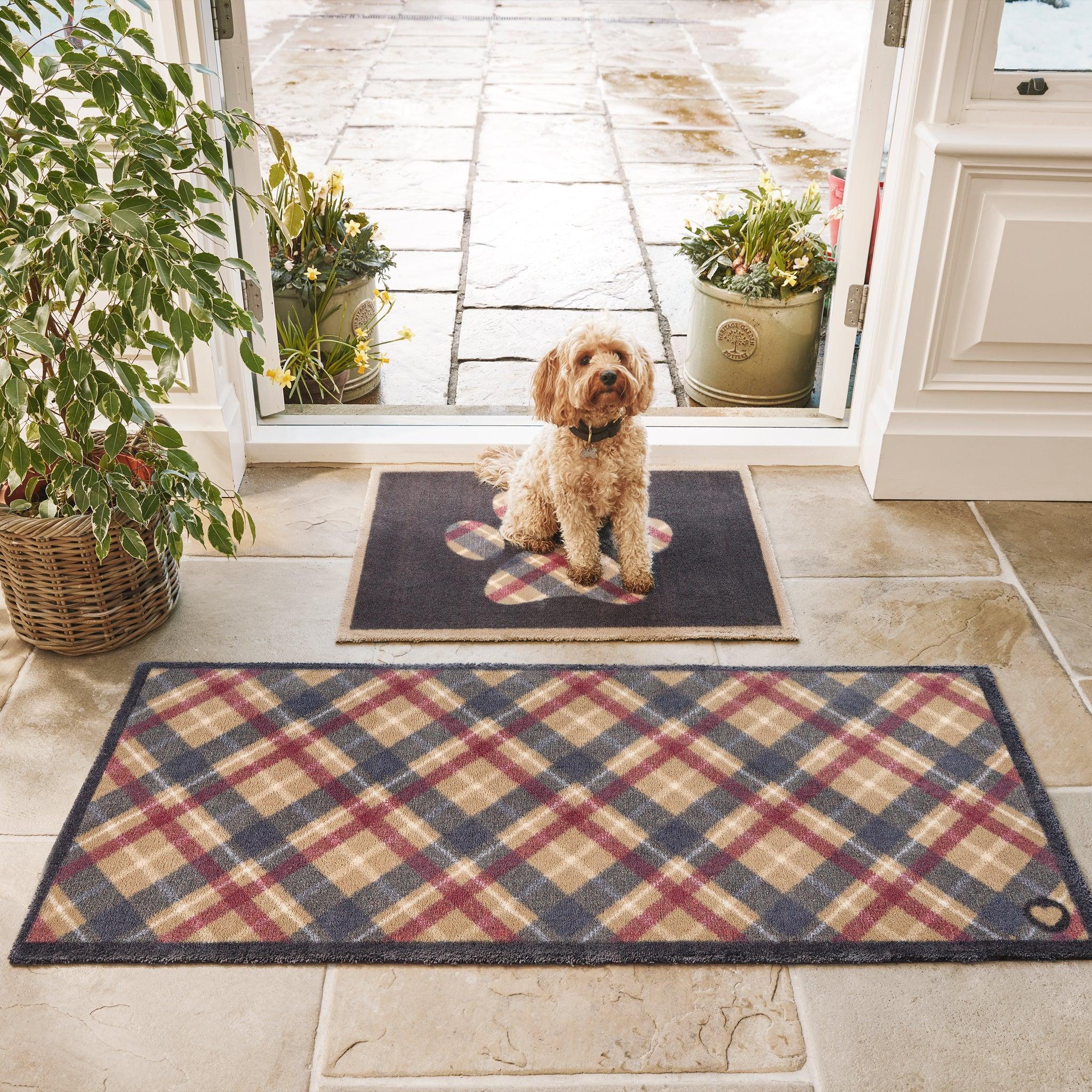 Tartan Paw Home Entry Floor Mat Pet-Friendly Non-Slip Mat Stylish, Durable, and Dirt-Trapping Washable Rug Runner 65x150 cm (2'1"x4'11")