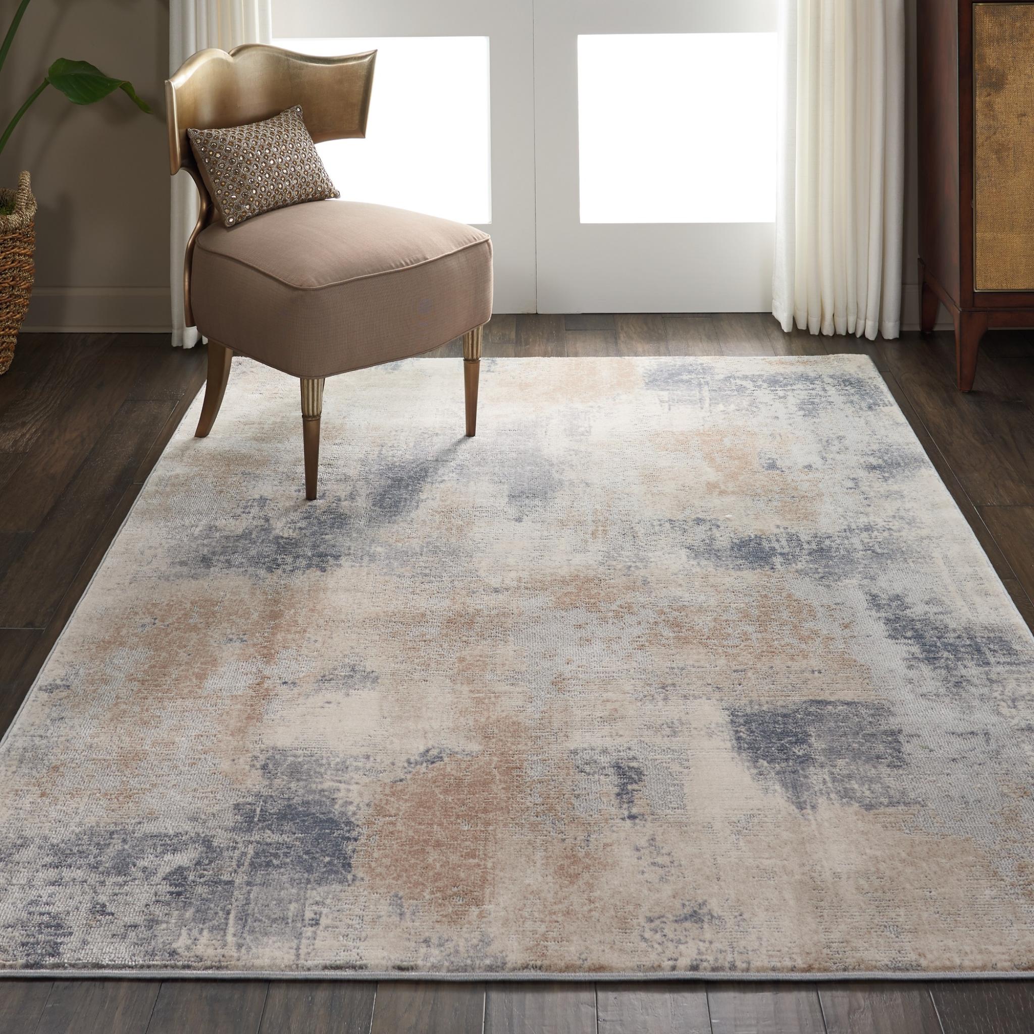 Rustic Textures RUS02 Modern Abstract Rug in Ivory Beige Grey Medium 120x180 cm (4'x5'11'')