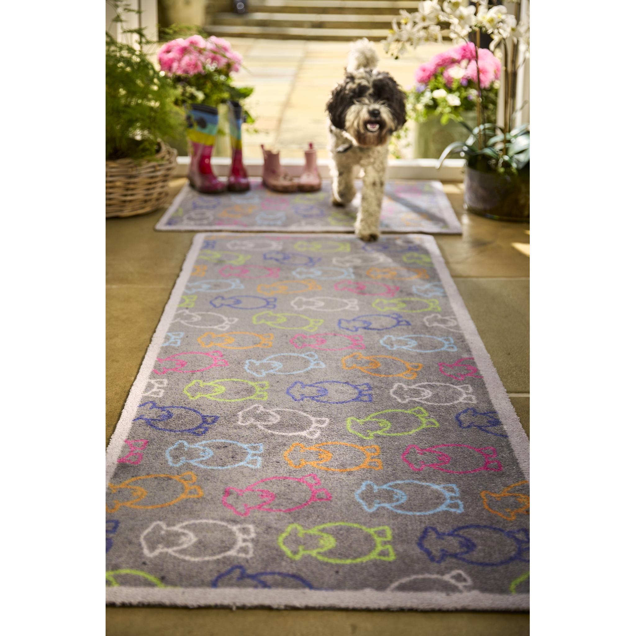 Hug Rug Marra Outline Herdy Grey Multi Mat Home Entrance Kitchen Hallway Runner Non-Slip Rug Runner 65x150 cm (2'1"x4'11")