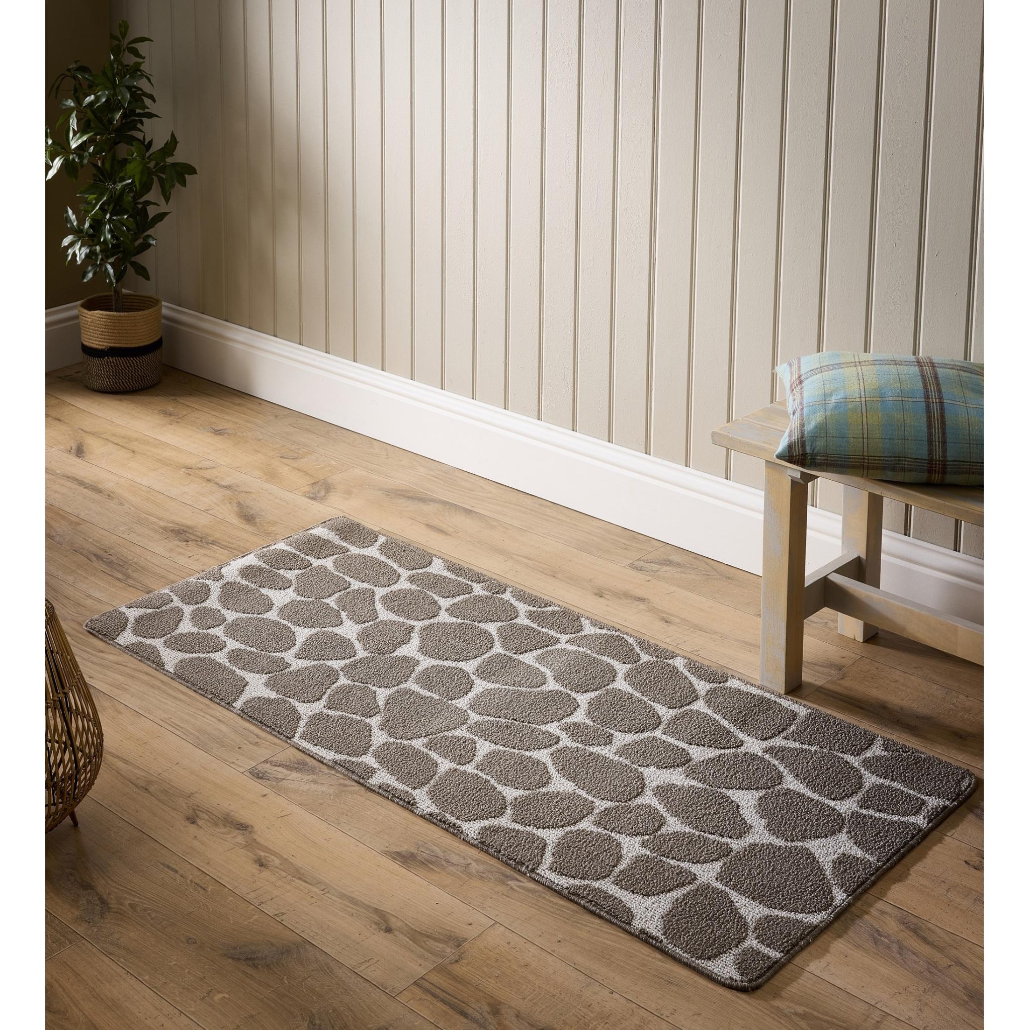 My Mat Sculptured Washable Patterened Pebble Mink Non-Slip Floor Mat Home Entrance Rug Runner 67x150 cm (2'3"x5')