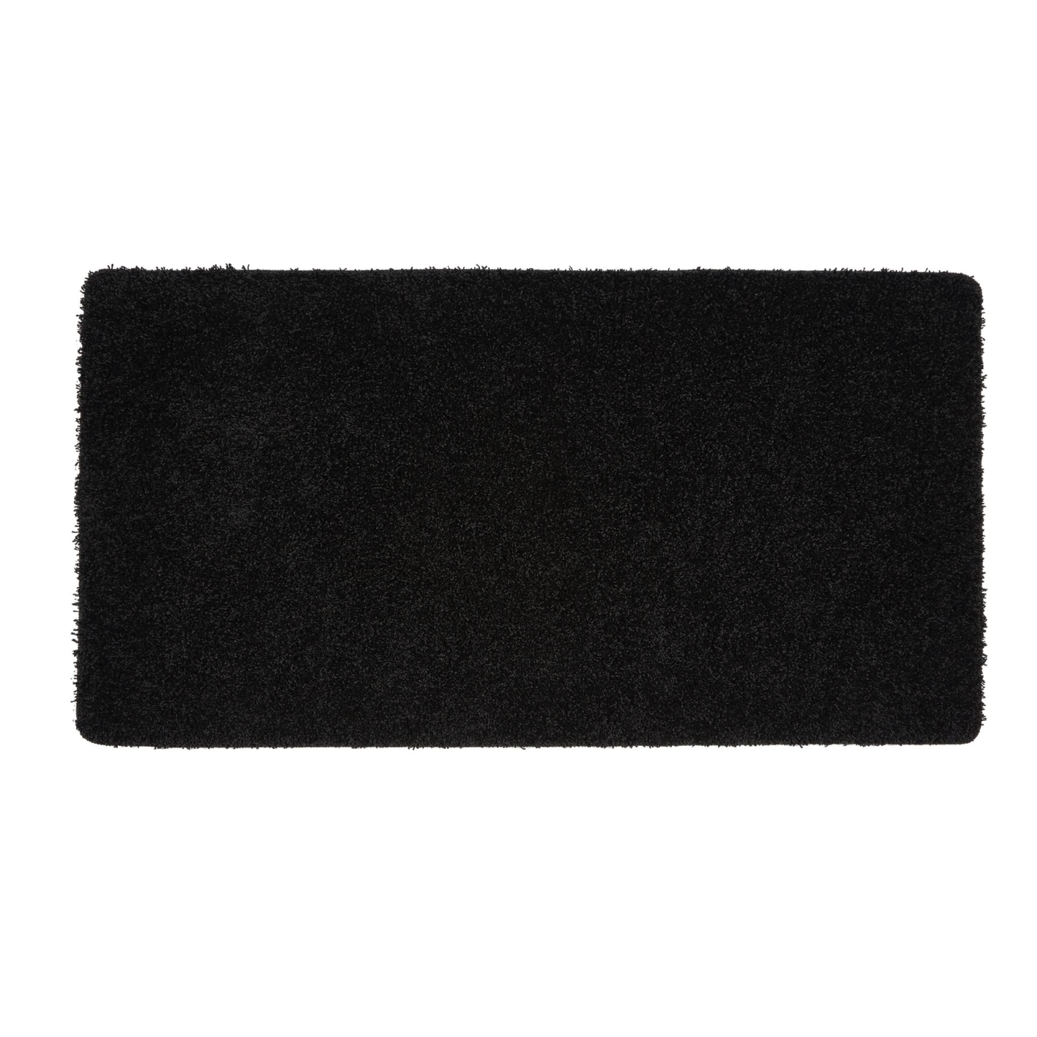Buddy Bath Washable Shaggy Bathroom Toilet Mats Non-Slip Rug in Black Runner 50x130