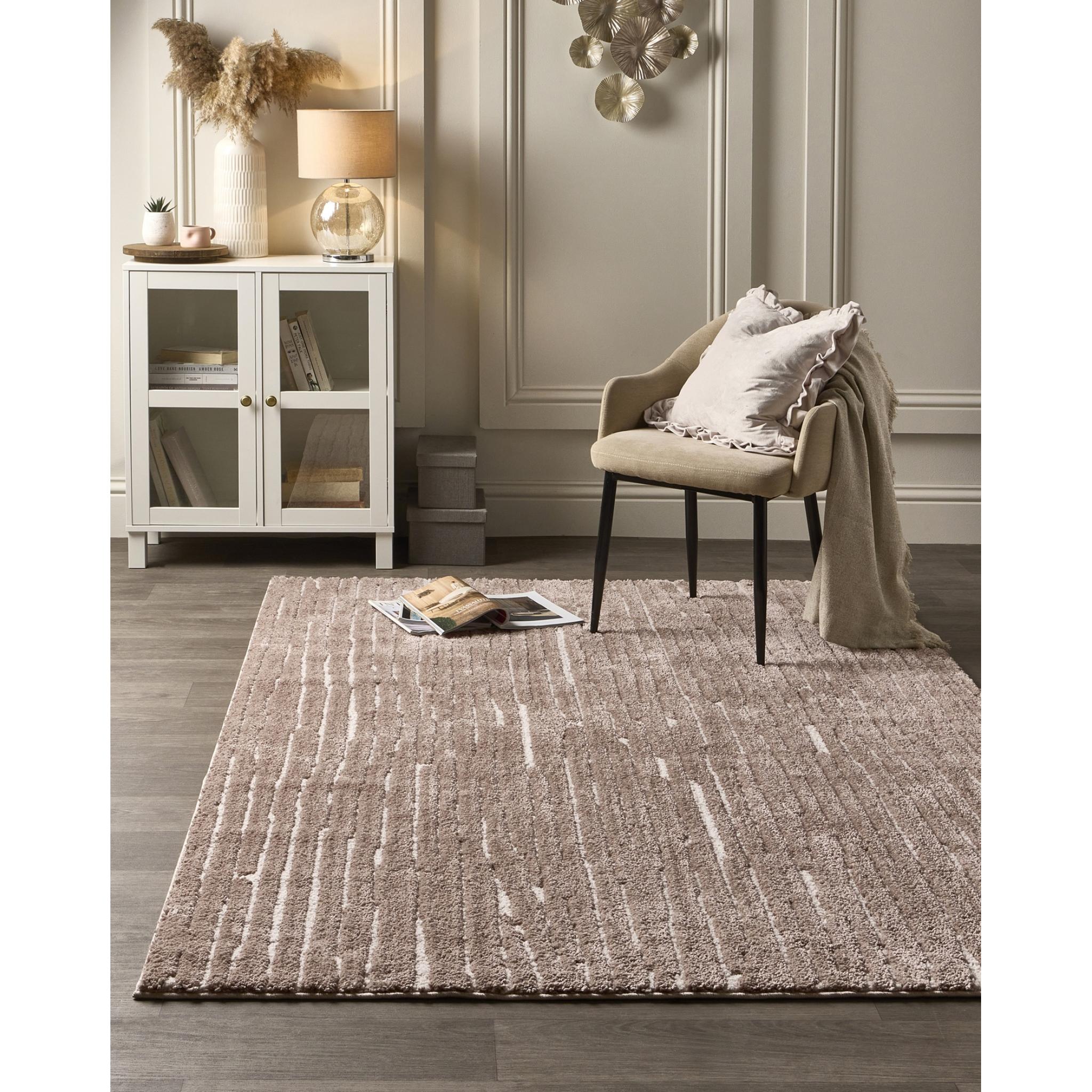 Woodweave Beige/Ivory Modern Woodgrain-Inspired Pattern Rug by Origins Small 80x150 cm (2'6"x5')