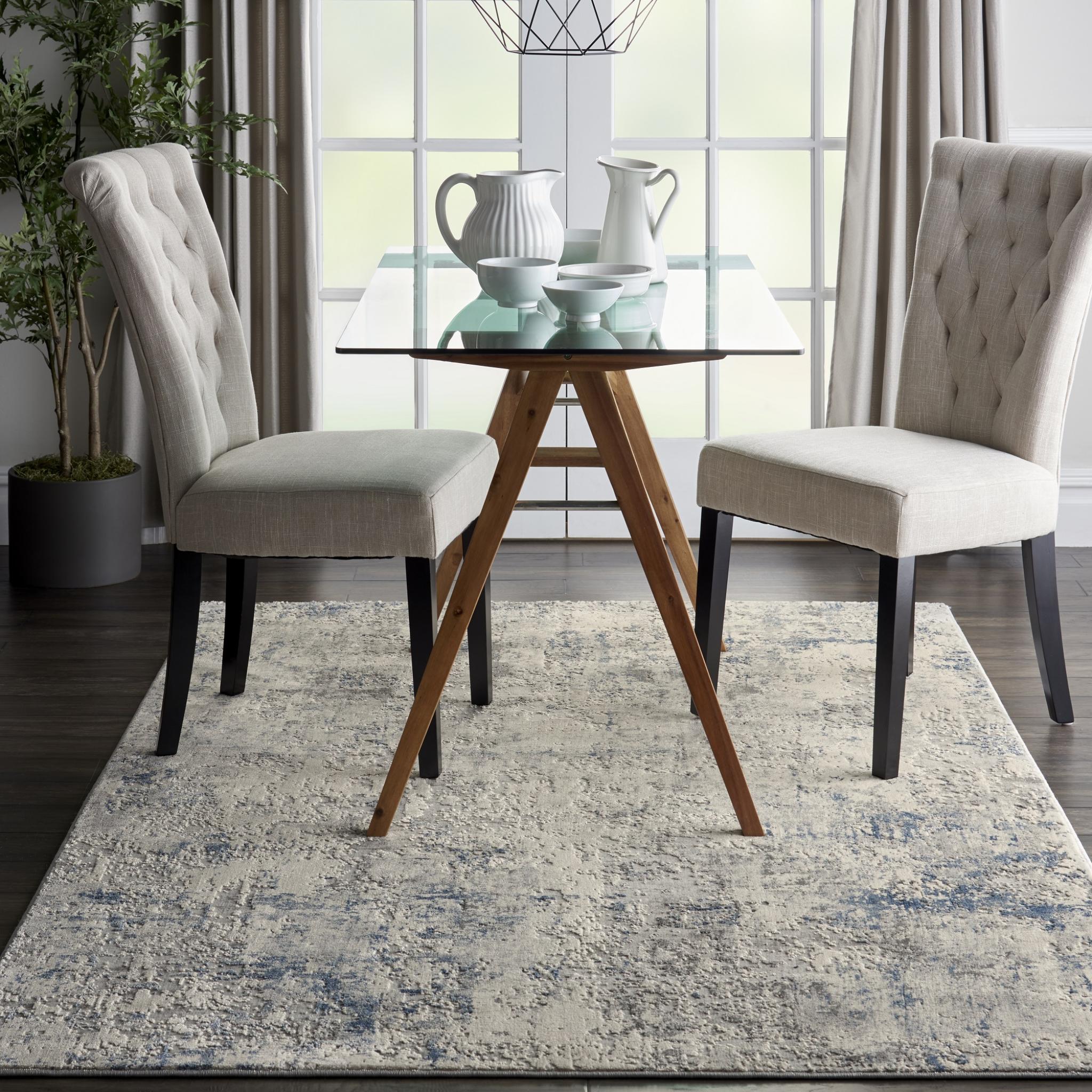 Rustic Textures RUS07 Modern Abstract Rug in Ivory Grey Blue Medium 120x180 cm (4'x5'11'')