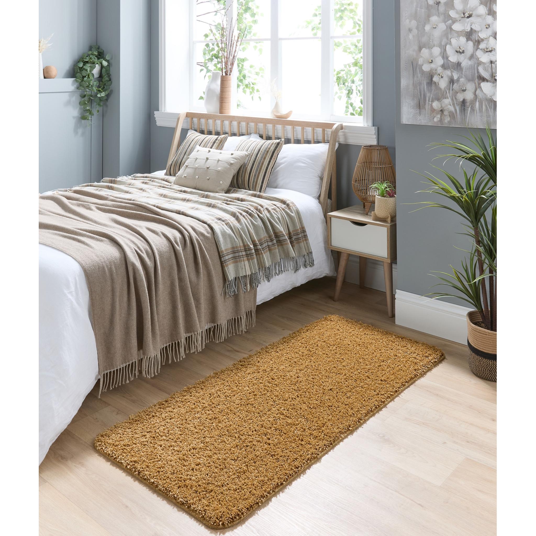 My Washable Shaggy Non-Slip Rug in Ochre Yellow Runner 67x150 cm (2'3"x5')