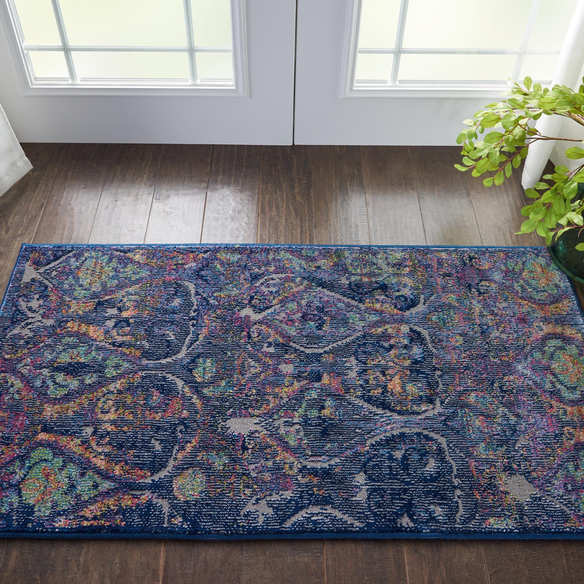 Nourison Ankara Vintage Antique Traditional ANR08 Rug Runner Round in Navy Multi 61x122 cm (2'x4')