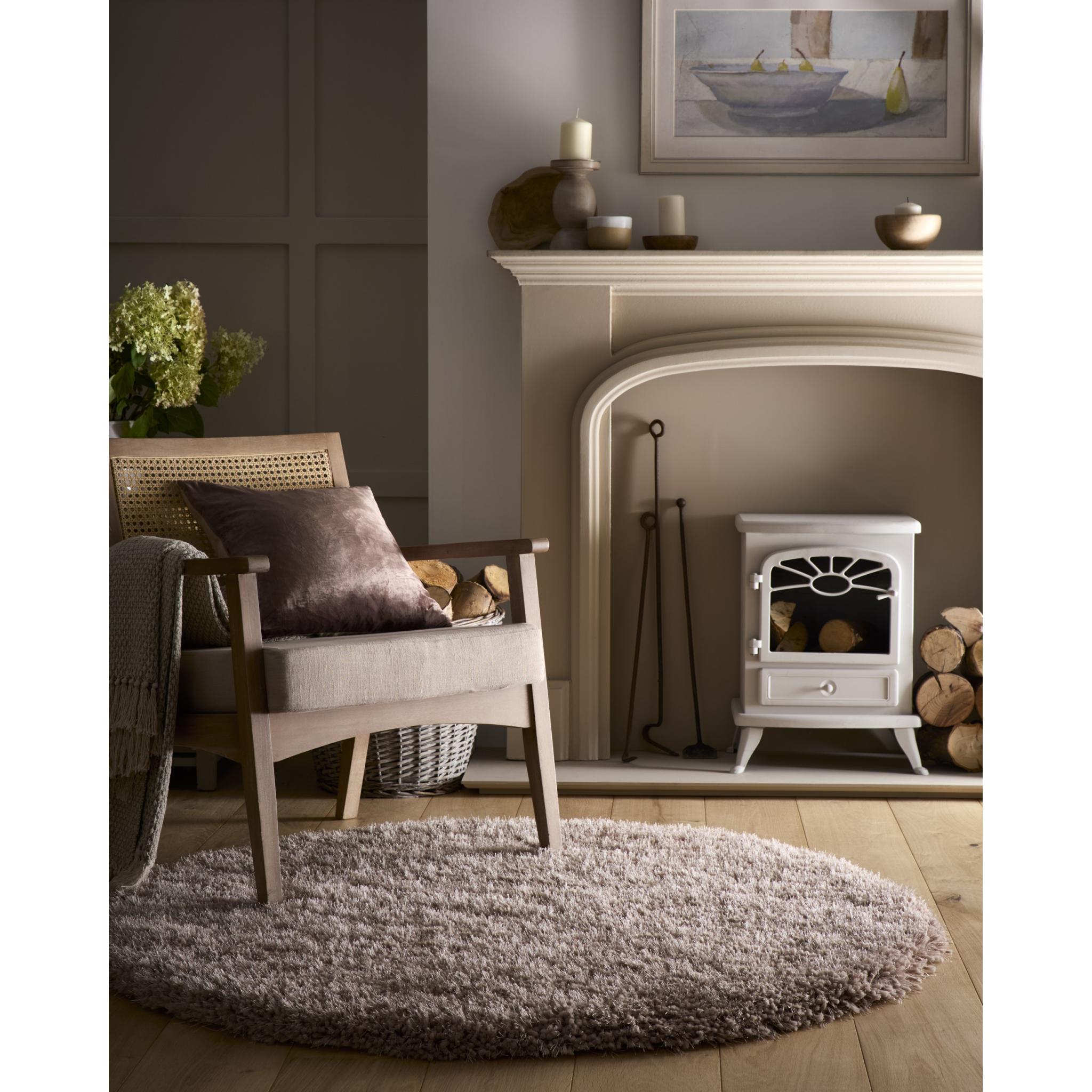 Chicago Shaggy Modern Plain Rug Hallway Runner Circle in Latte Circle 133x133 cm (4'5"x4'5")