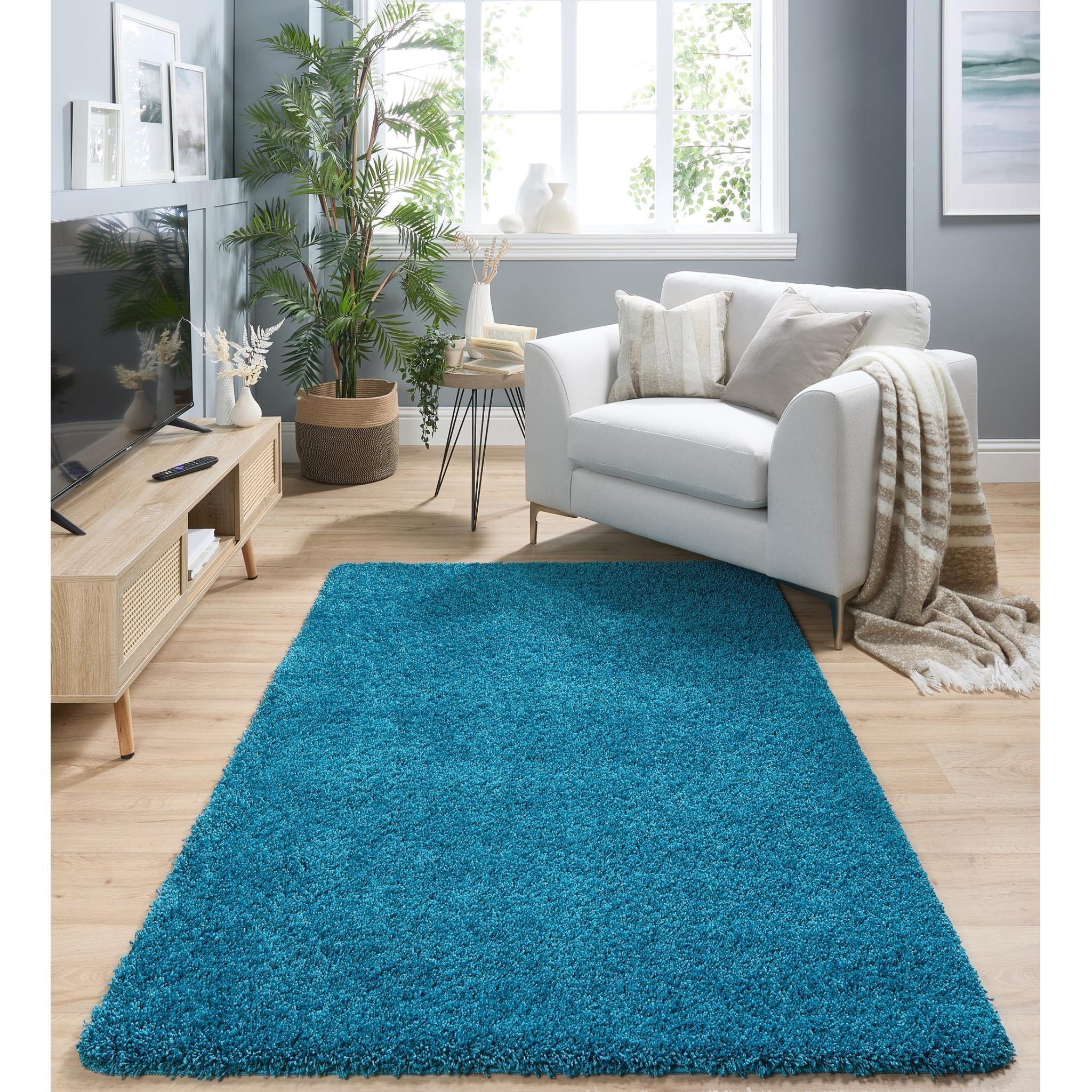 My Washable Shaggy Non-Slip Rug in Teal Blue Small 80x120 cm (2'6"x4')