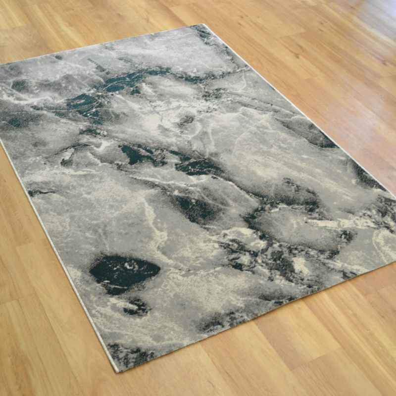 Modern Marble Rugs 37204 422 in Grey and dark Green
