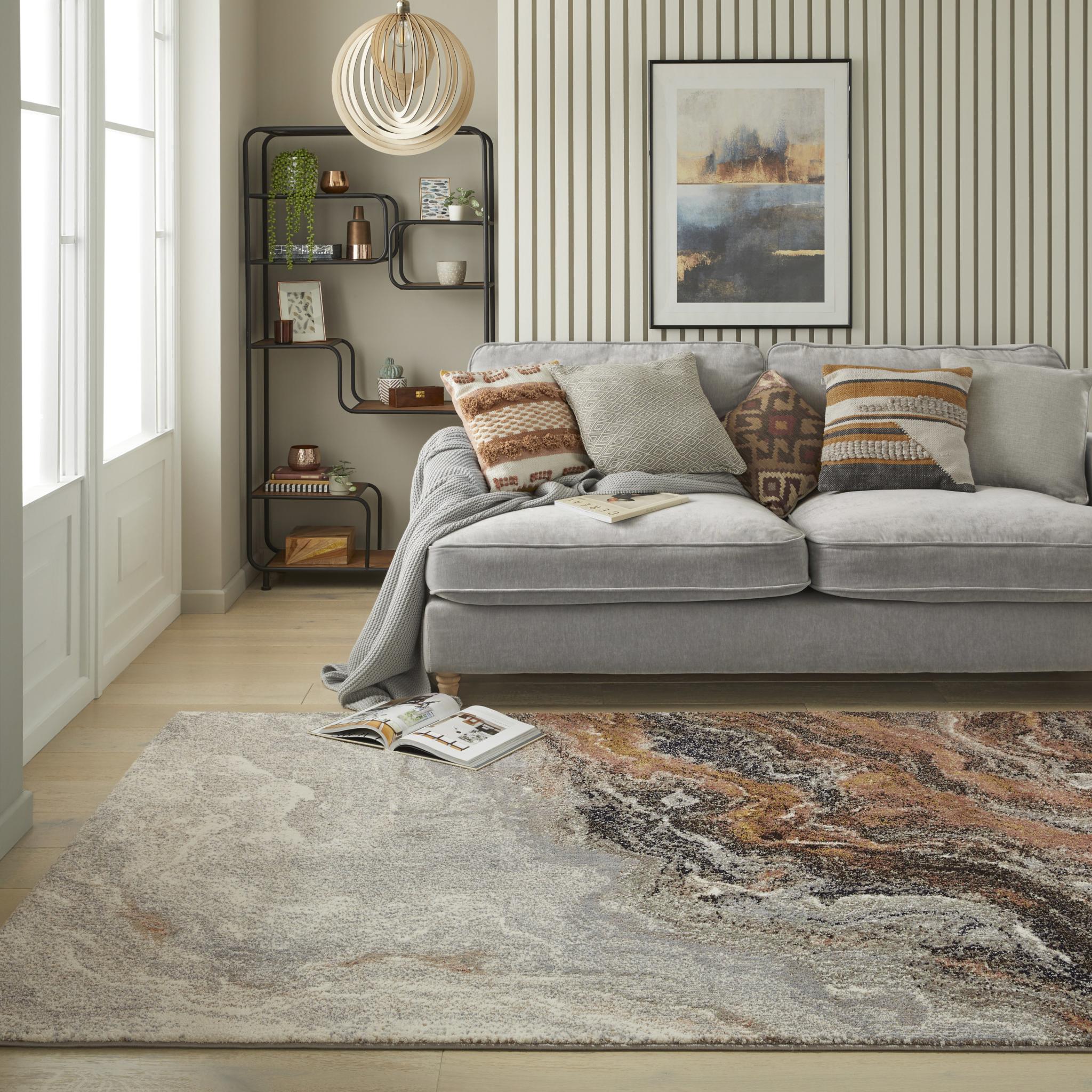 Amara AMA101 Rug Modern Abstract Onyx Granite Stone Patterns Rug in Ivory Grey Taupe Small 80x150 cm (2'6"x5')