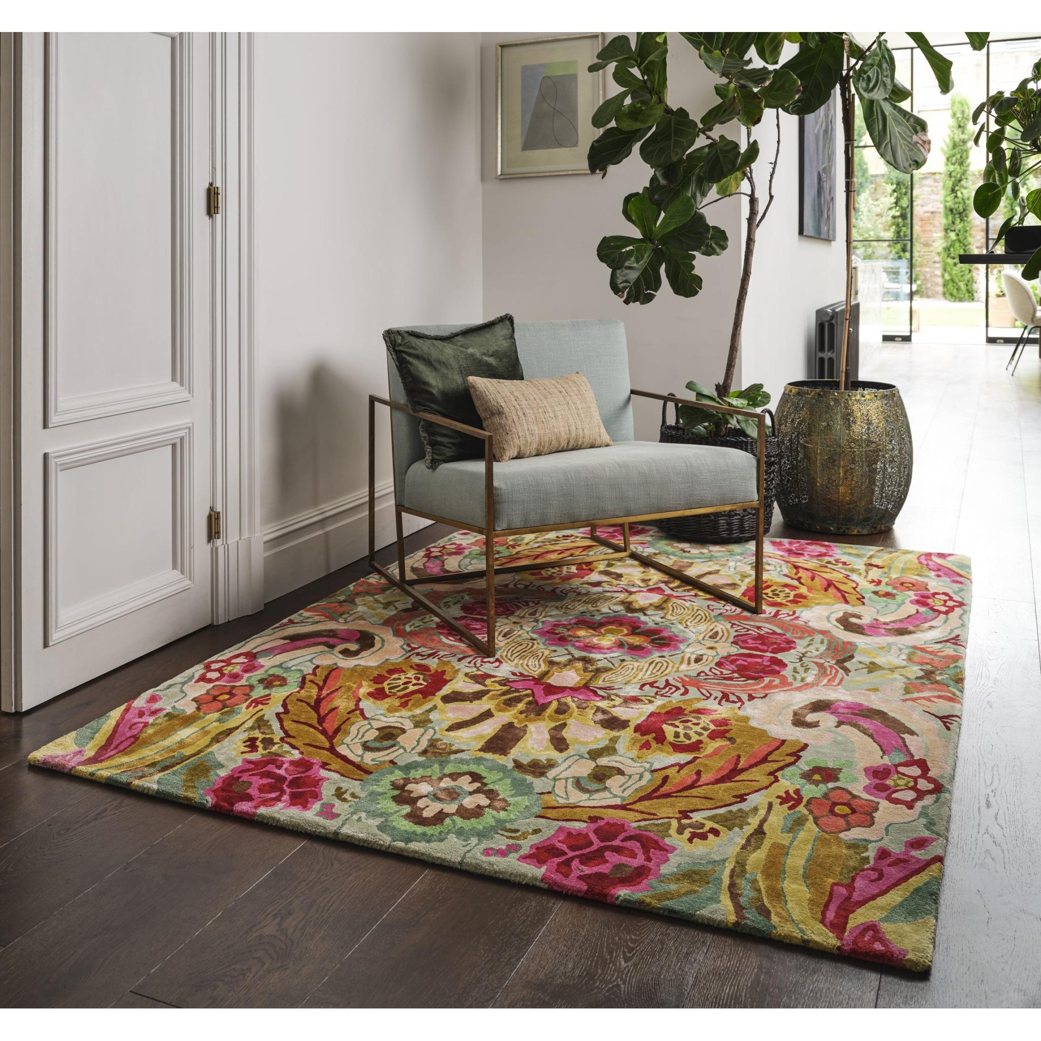 Katherine Carnaby Historia Hand Tufted Floral Vibrant Multi Colours Viscose Silky Rug Medium 120x180 cm (4'x6')