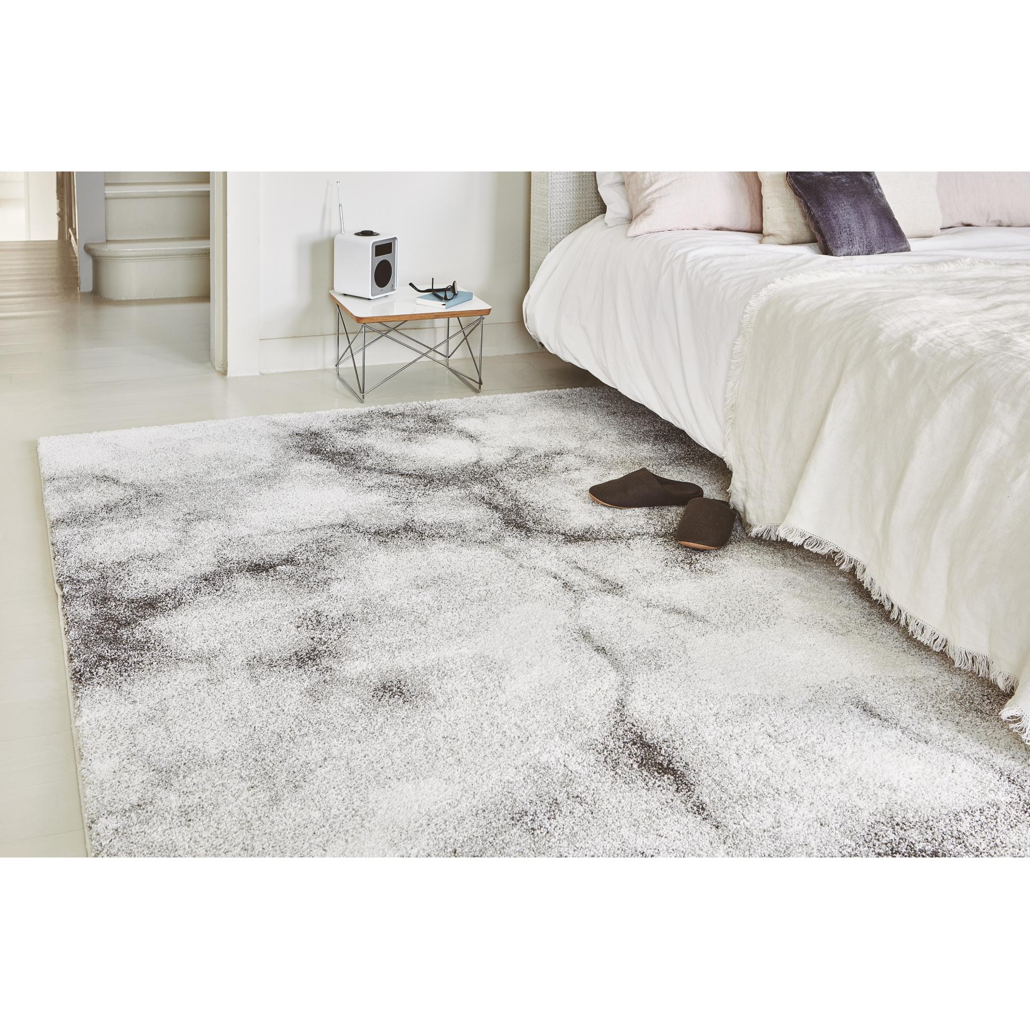 Dream Modern Abstract Marble Soft Shaggy Rug in Cream Grey DM03 Cream Grey X-Large 200x290 cm (6'7"x9'6")