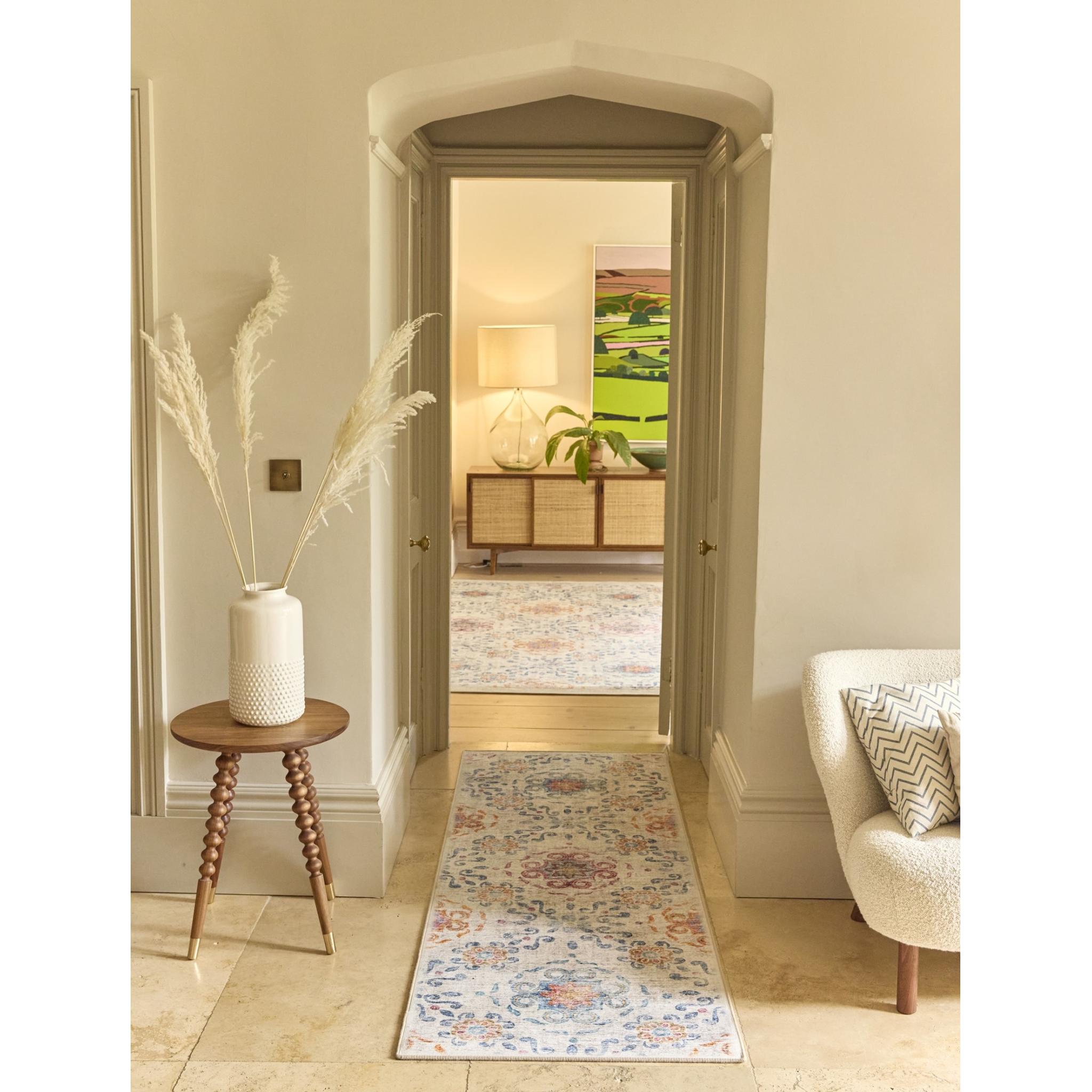 Hug Rug Eco-Washable Modern Damask in Multi Colours Runner 75x220 cm (2'5"x7'3")