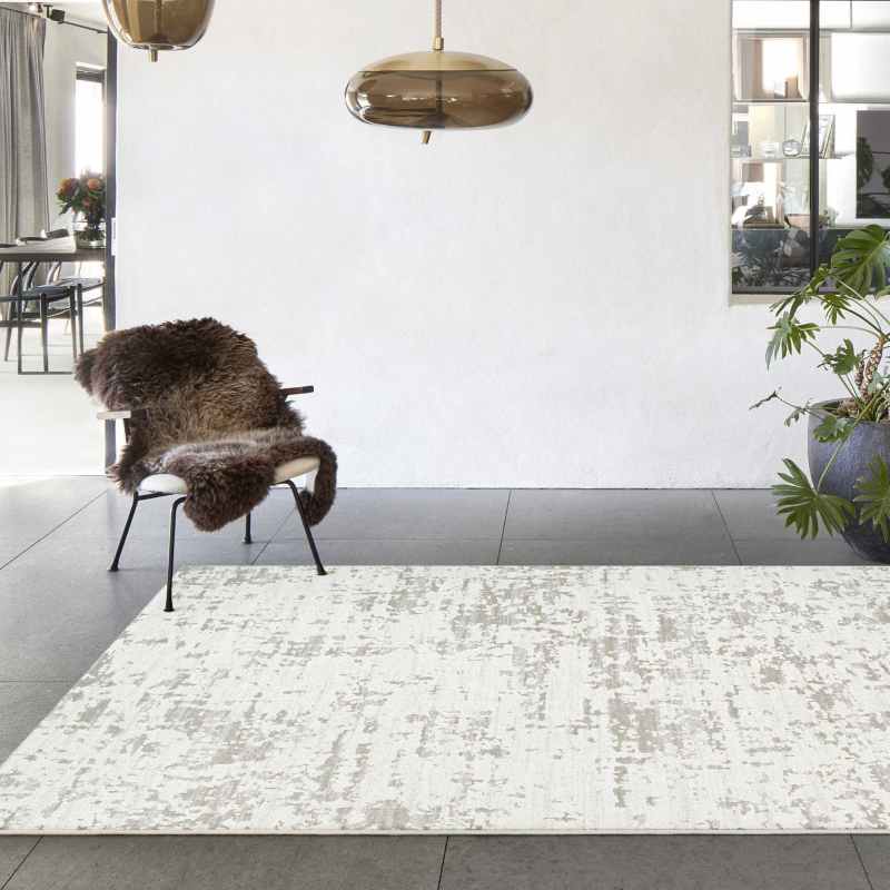 Geo Modern Abstract Textured Rugs in 410007 6121 Cream