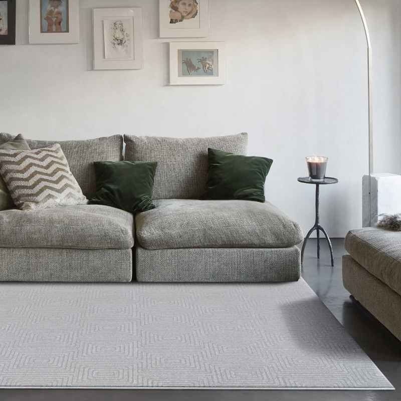 Geometric Modern Textured Rugs in 410009 2121 Light Beige