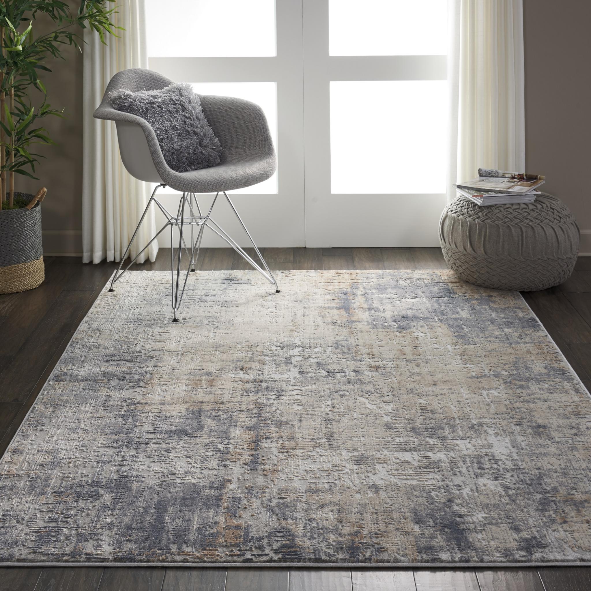 Rustic Textures RUS01 Modern Abstract Rug in Grey Beige Medium 120x180 cm (4'x5'11'')