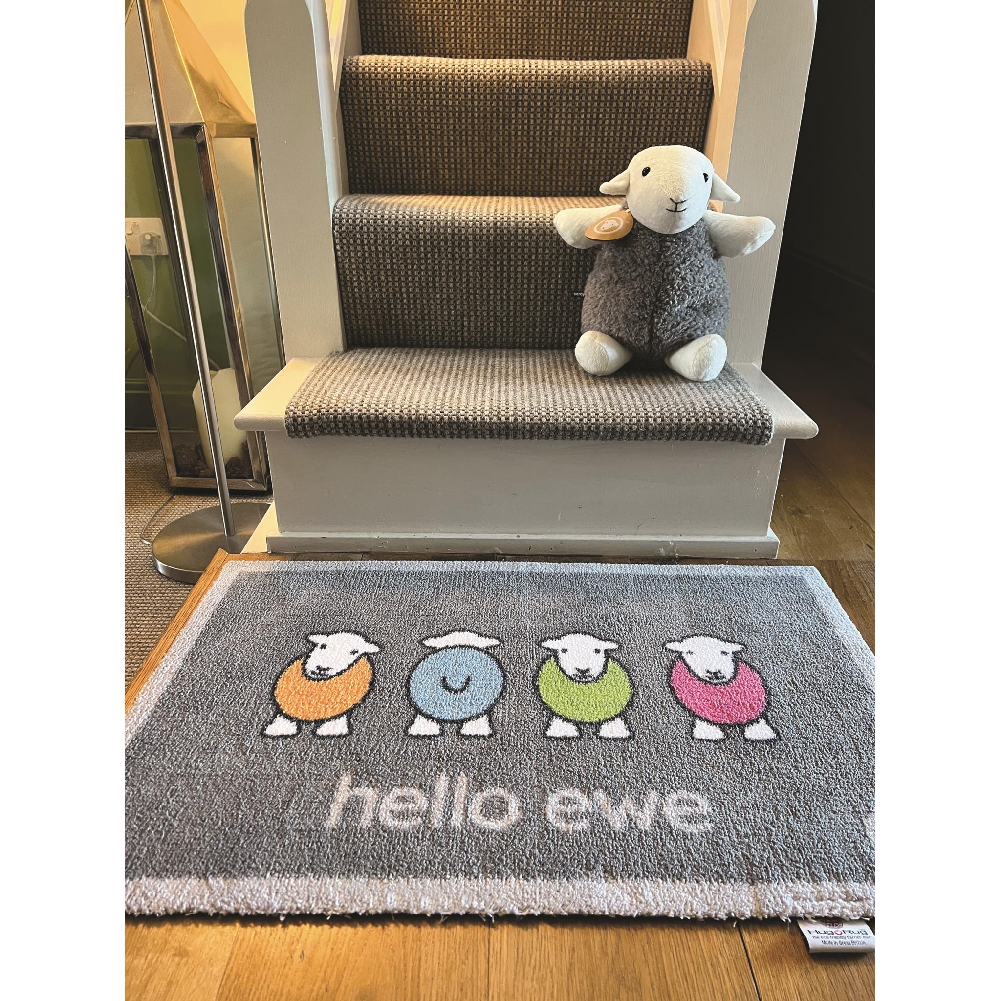 Hug Rug Hello Ewe Herdy Mat Home Entrance Kitchen Hallway Runner Non-Slip Rug 50x75 cm (1'7"x2'5")