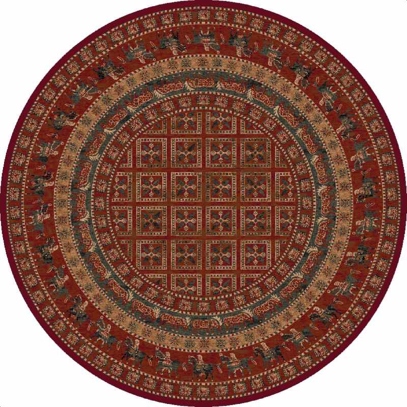 Kashqai Traditional Persian Circle Rugs 4301 300 in Red