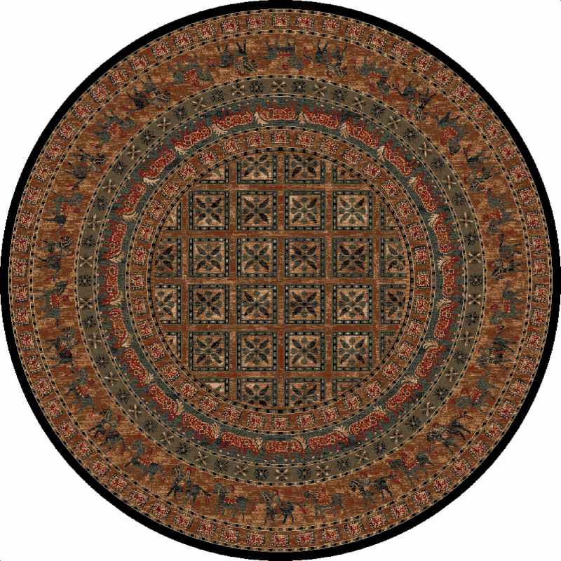Kashqai Traditional Persian Circle Rugs 4301 500 in Green