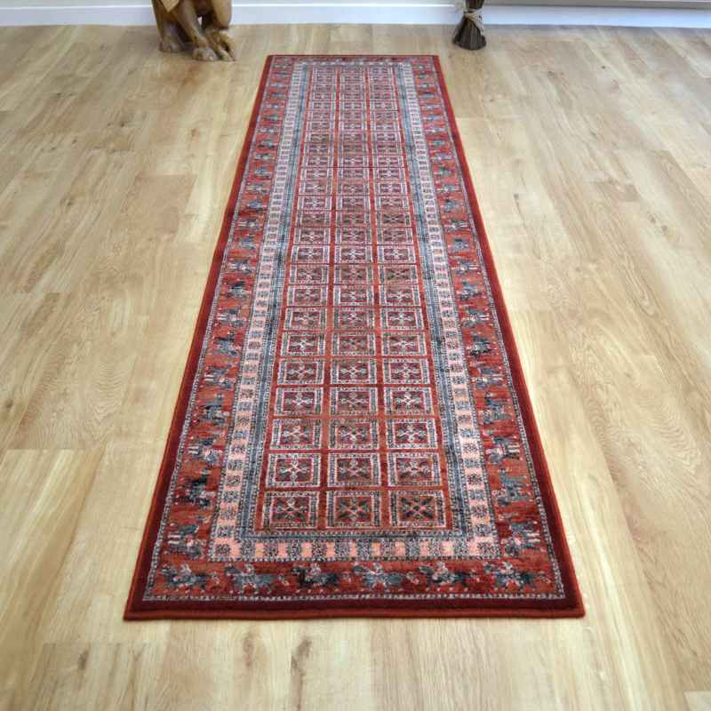 Royal Kashqai Traditional Wool Runner Rugs 4301 300 Brick Red