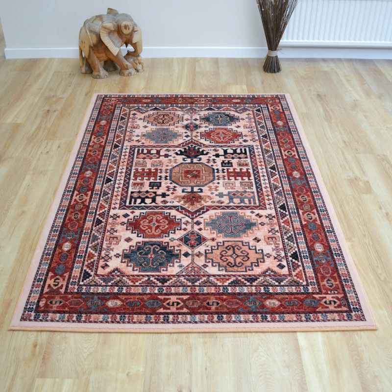 Royal Kashqai Traditional Wool Rugs 4306 100 in Cream and Brick