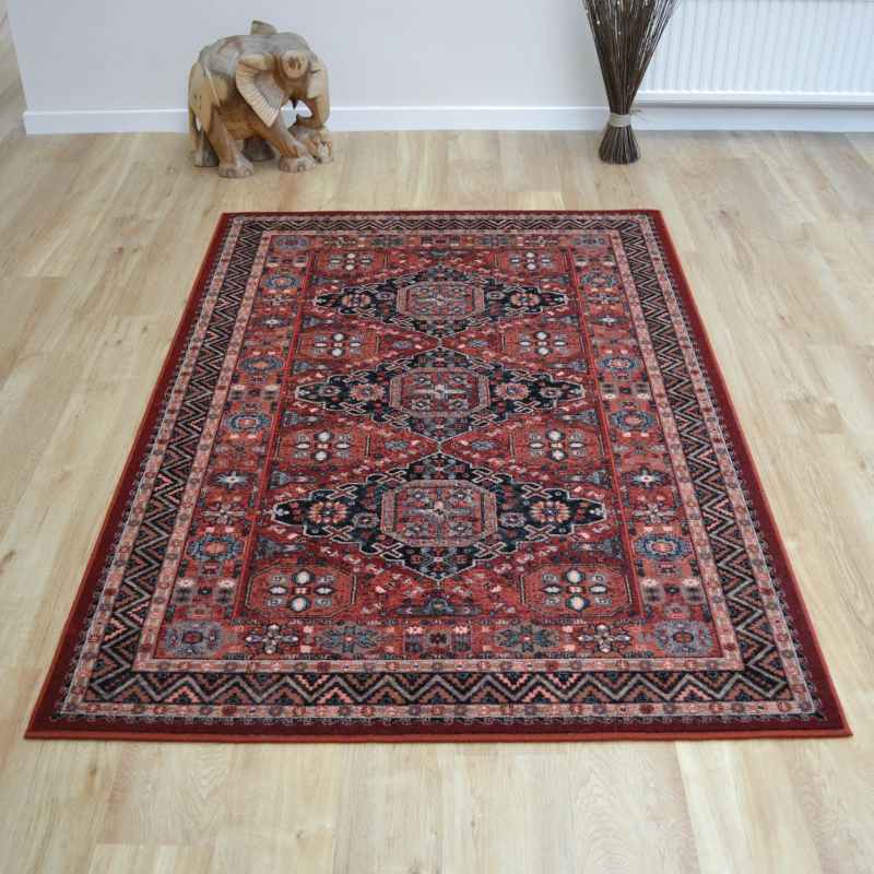 Royal Kashqai Traditional Wool Rugs 4308 300 in Brick Red