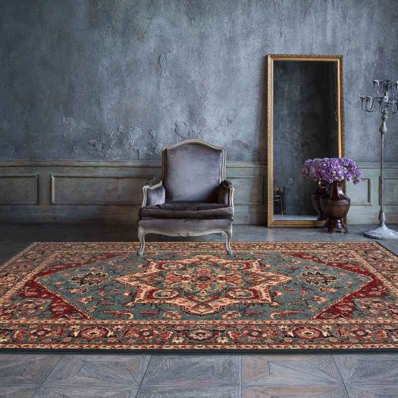 Royal Kashqai Traditional Wool Rugs 4354 401 in Green