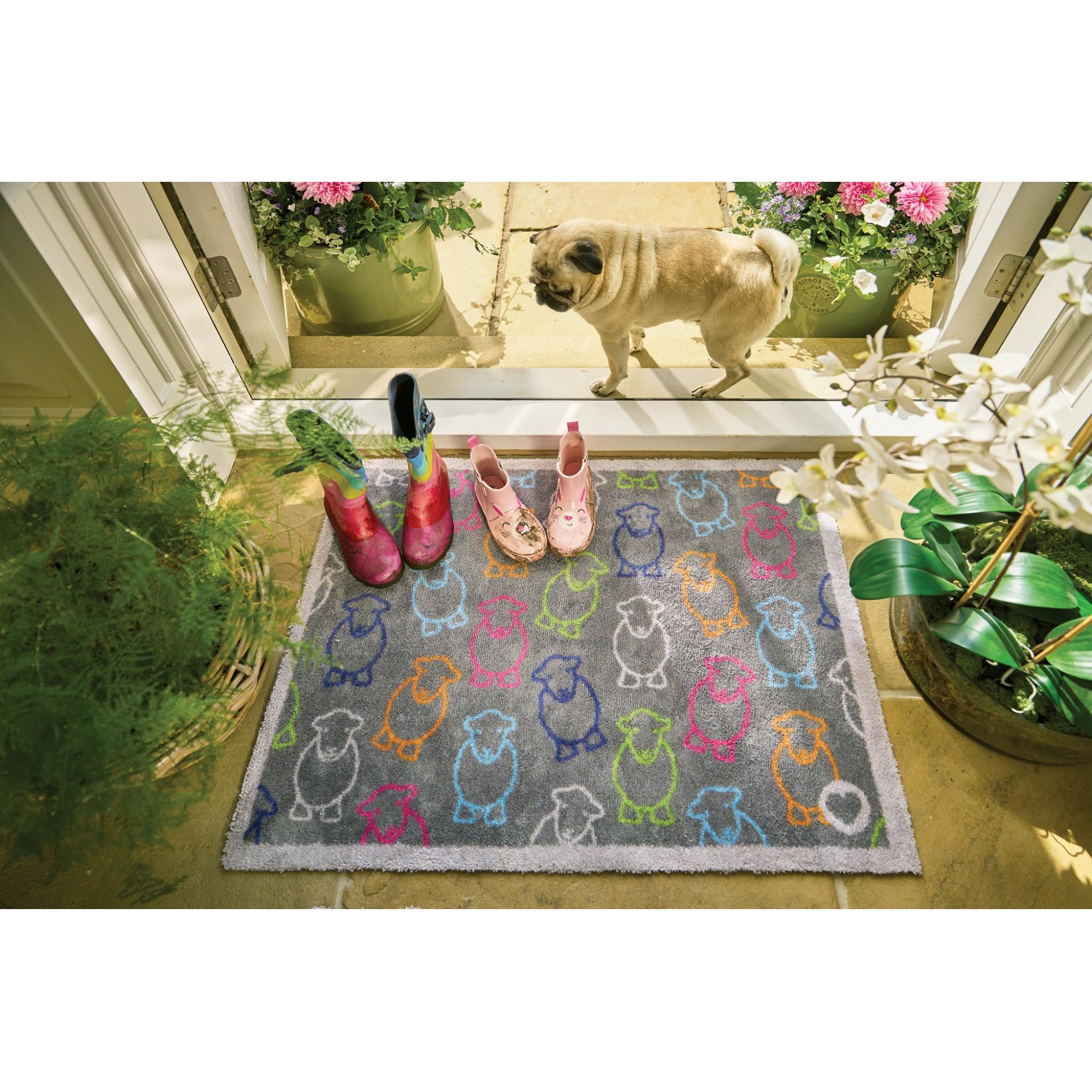 Hug Rug Marra Outline Herdy Grey Multi Mat Home Entrance Kitchen Hallway Runner Non-Slip Rug 65x85 cm (2'1"x2'9")