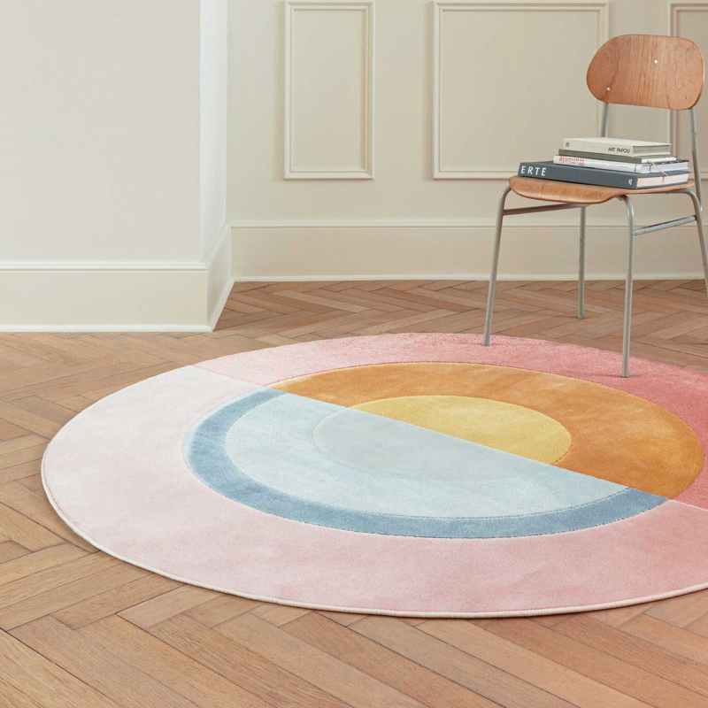 City Modern Geometric Circle Round Rugs 466137 AK200 in Multicolour